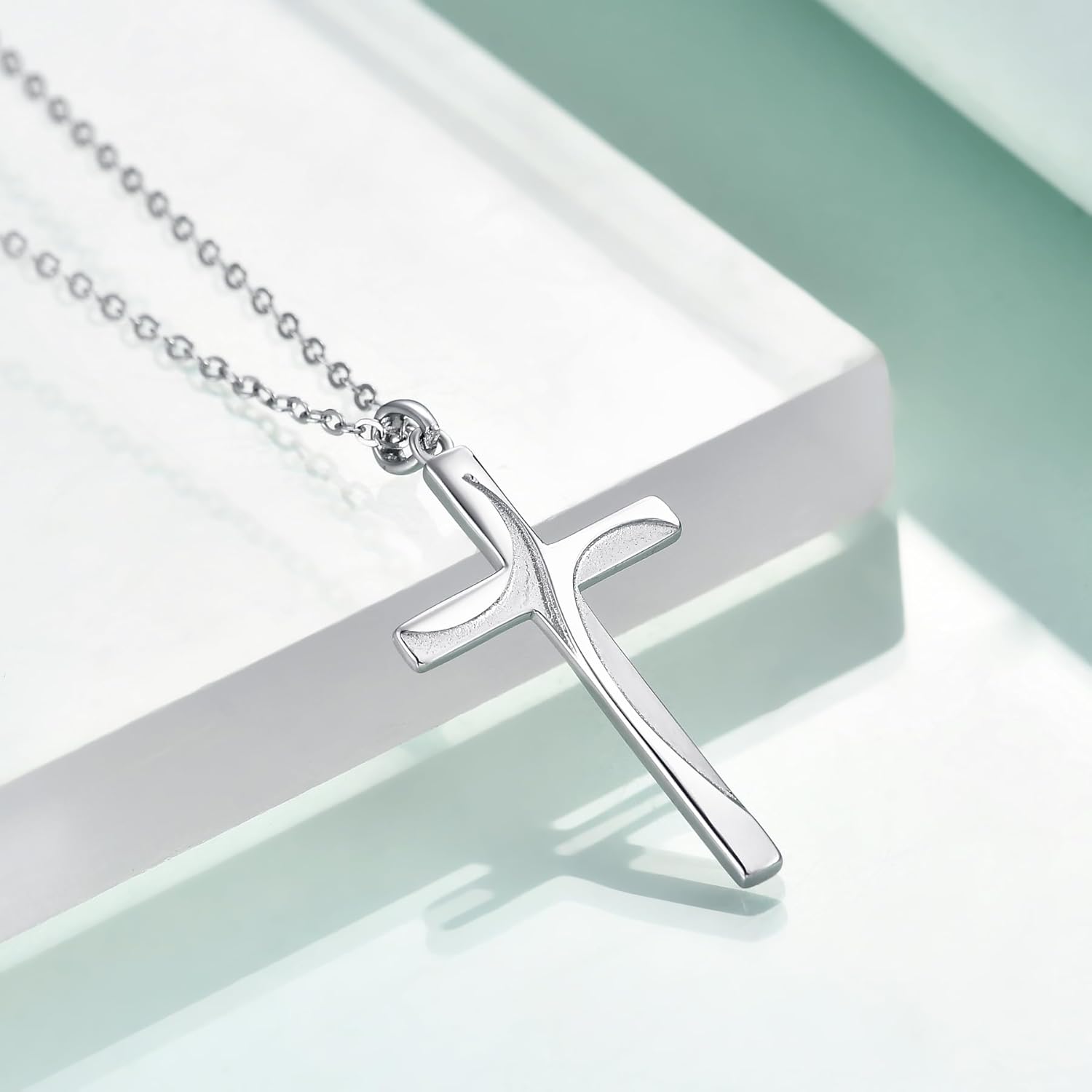 Rnivida 925 Sterling Silver Cross and Heart Pendant Necklace for Women,18" - Image 4