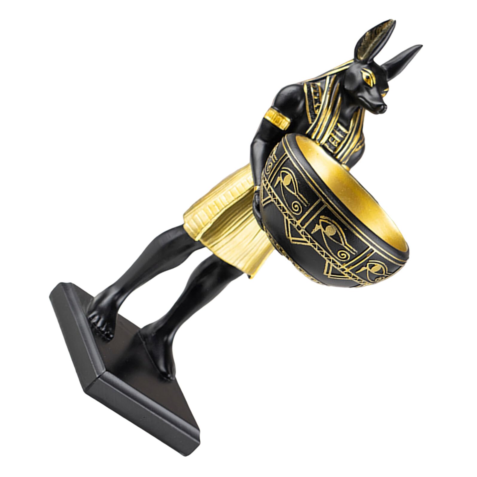 Statue Anubis égyptienne haut de gamme en résine avec coupelle de rangement noire