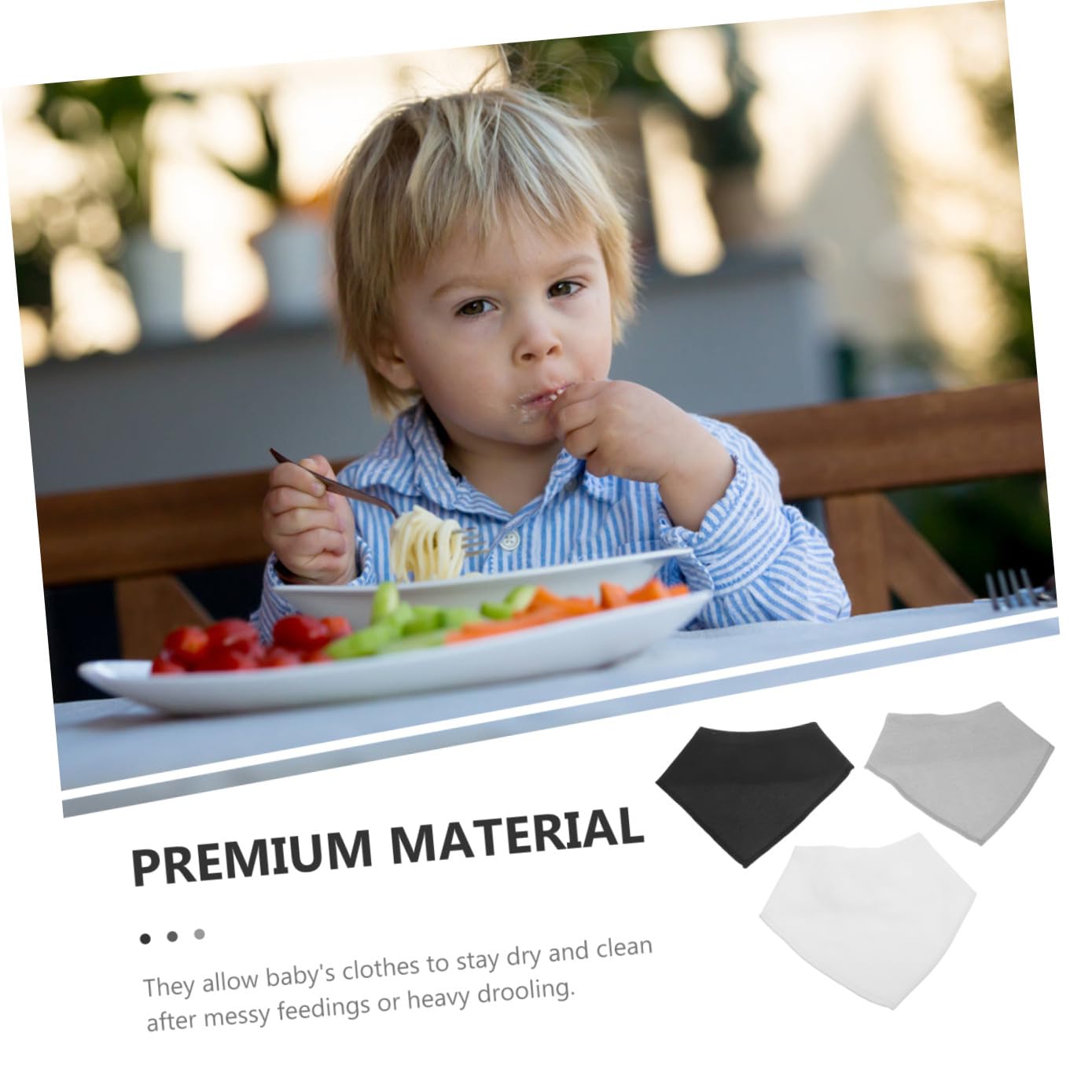 8 piezas Baberos Infantiles Multifuncionales de Algodón de Negros Pañuelos Triangulares para Bebés Toallas Absorbentes para Alimentación y Saliva