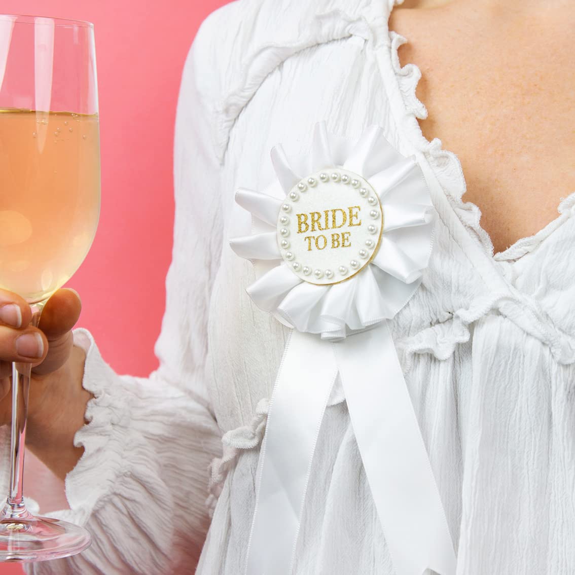 Talking Tables 1 Bride to Be Badge Hen Party Accessories Elegant Pearl Rosette Bridal Shower Eco-Friendly BCORP Certified 20cm x 9cm