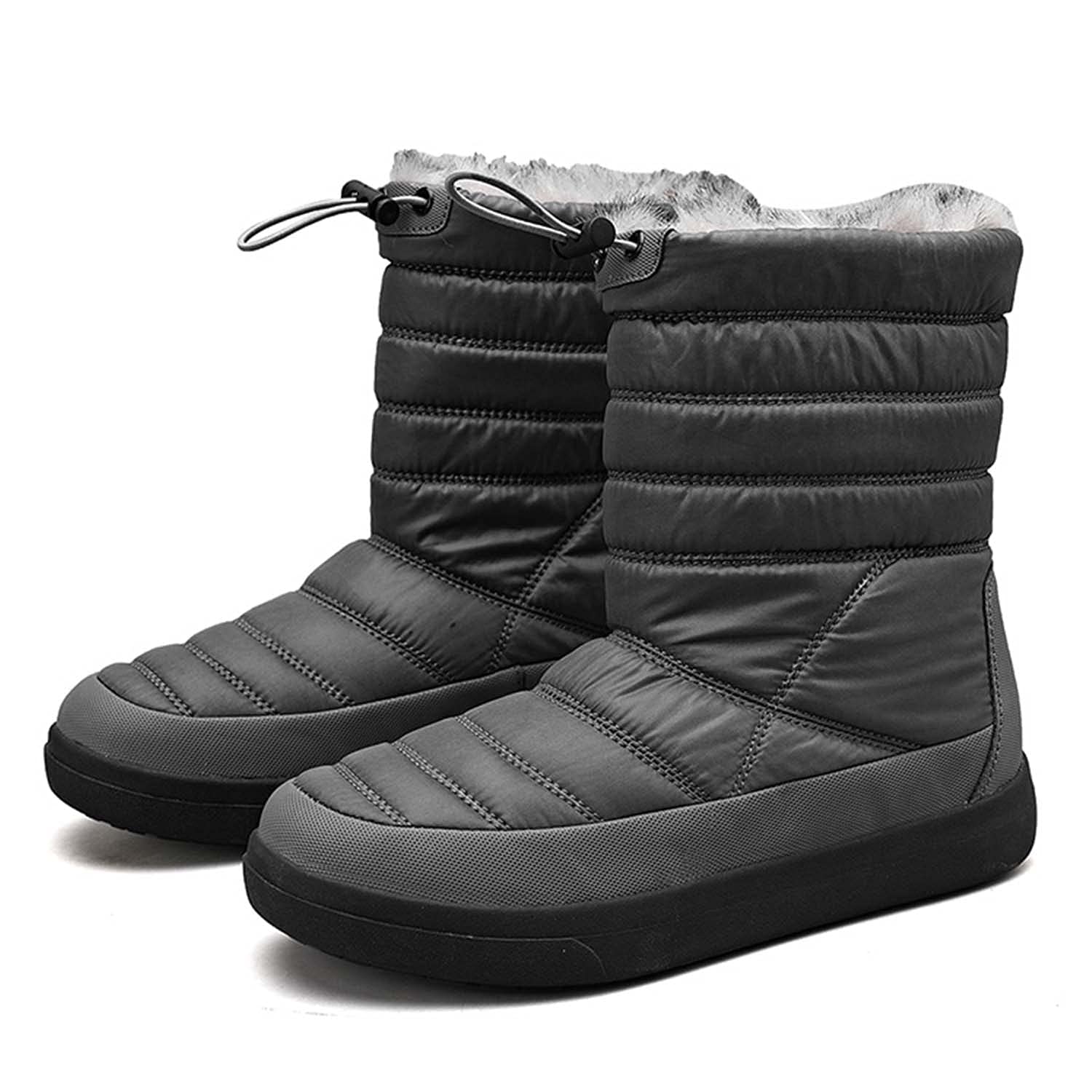 Botas de nieve para mujer invierno cálido forro de piel al aire libre sin cordones en botines impermeables zapatillas de deporte, Silver, 39 EU