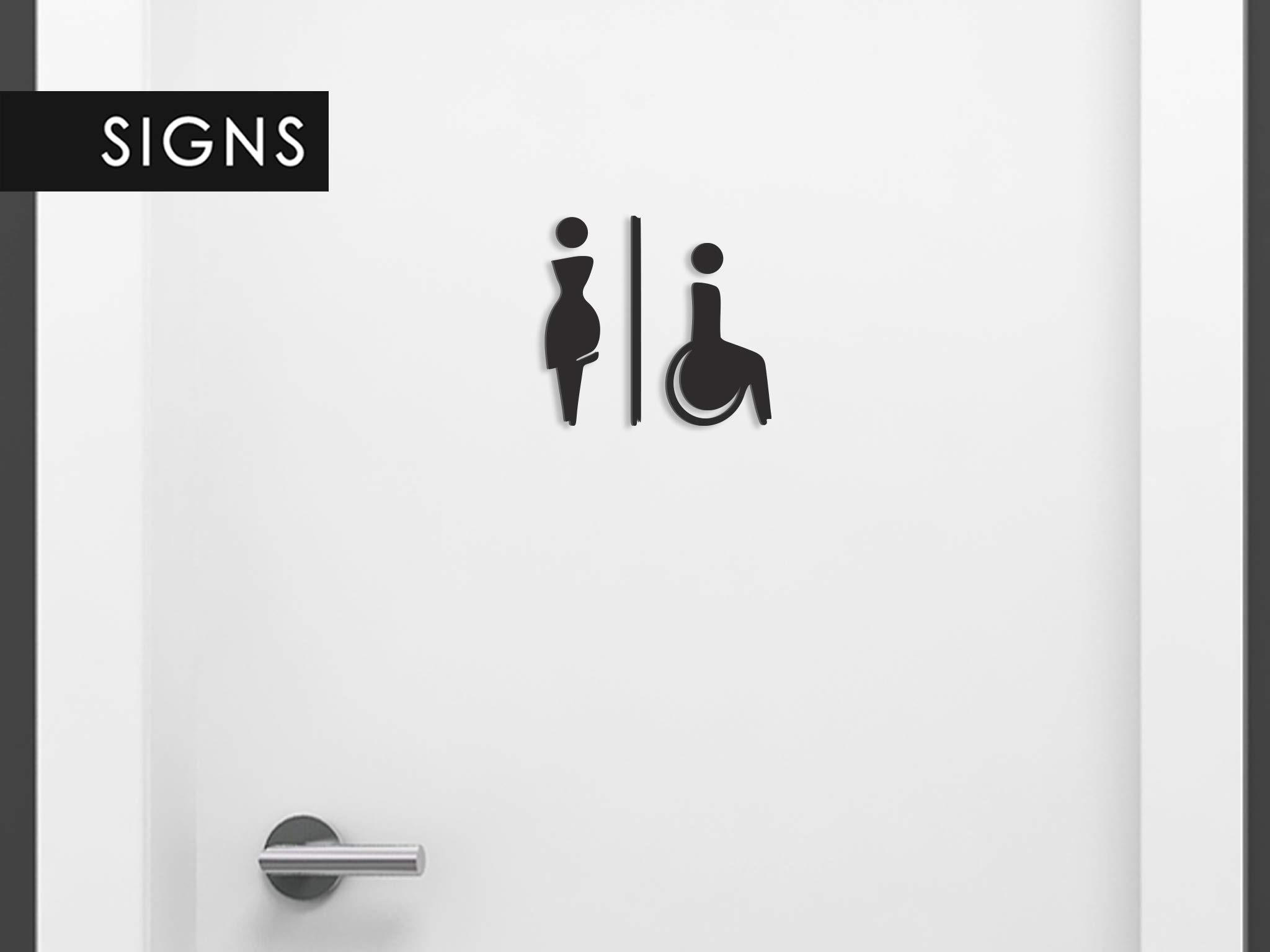 Signs - Targa bagno a rilievo (15 cm) - Set adesivo Toilette Serie Elegant SA112 - Targhette bagno Uomo Donna Disabile - Adesivi WC disabili (1 Uomo + 1 Donna + 1 Disabile, Nero)