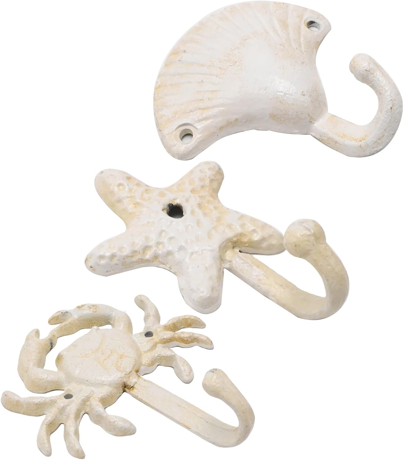 3PCS Decorative Wall Hooks, Beach Themed Cast Iron Wall Hooks, Vintage Nautical Wall Decor for Bathroom Towel Coat Hanger - Image 6