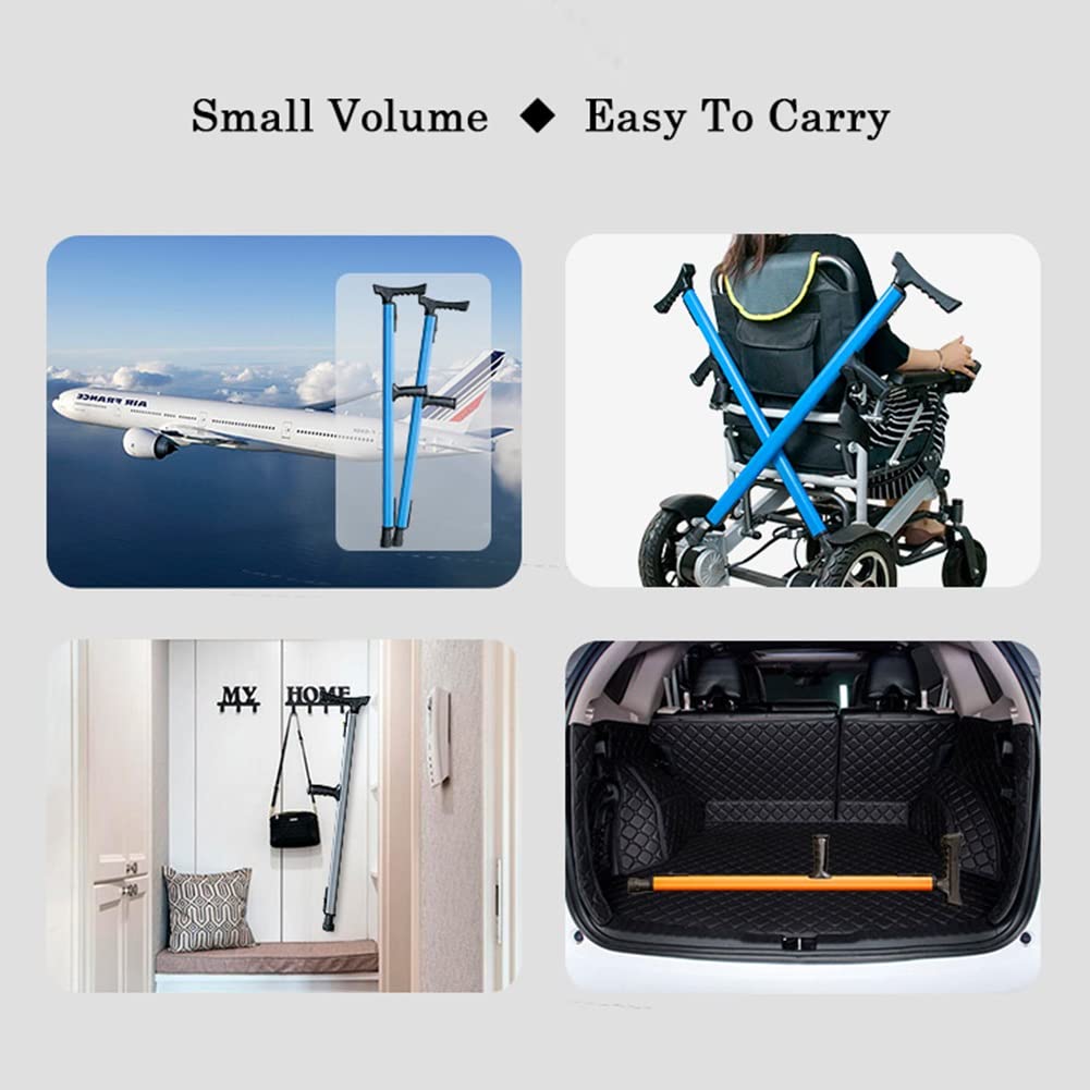 NGD Muletas Ortopédicas de Aluminio-Regulables en Altura,Muletas Axilares Retráctiles para Adultoscon Reflector y Contera Antideslizante,Agarre Cómodo,Soporta hasta 250kg (Color : Blue)
