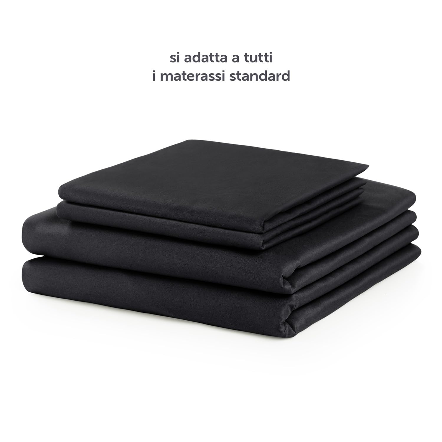 Blumtal Completo lenzuola matrimoniali 3pz - completo letto matrimoniale certificato OEKO-TEX - lenzuolo con angoli 180x200x30cm + lenzuolo 280x275cm + federa cuscino 50x80cm in microfibra - in nero