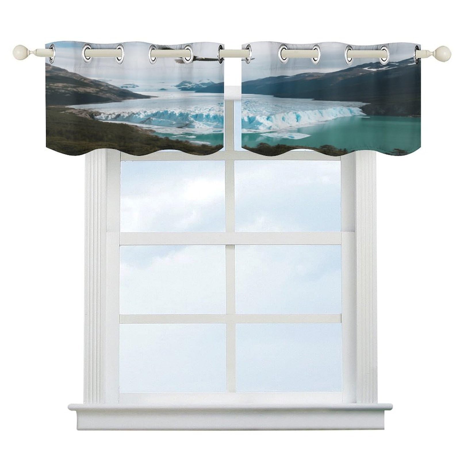 Fekiloot Style Glaciers And Lakes Short Curtains Valance Curtain