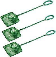 XMHF 3-Pack 6" Wide Aquarium Fish Nets - Soft Nylon Mesh, Spiral Handle, Safe Catch for Tanks & Ponds