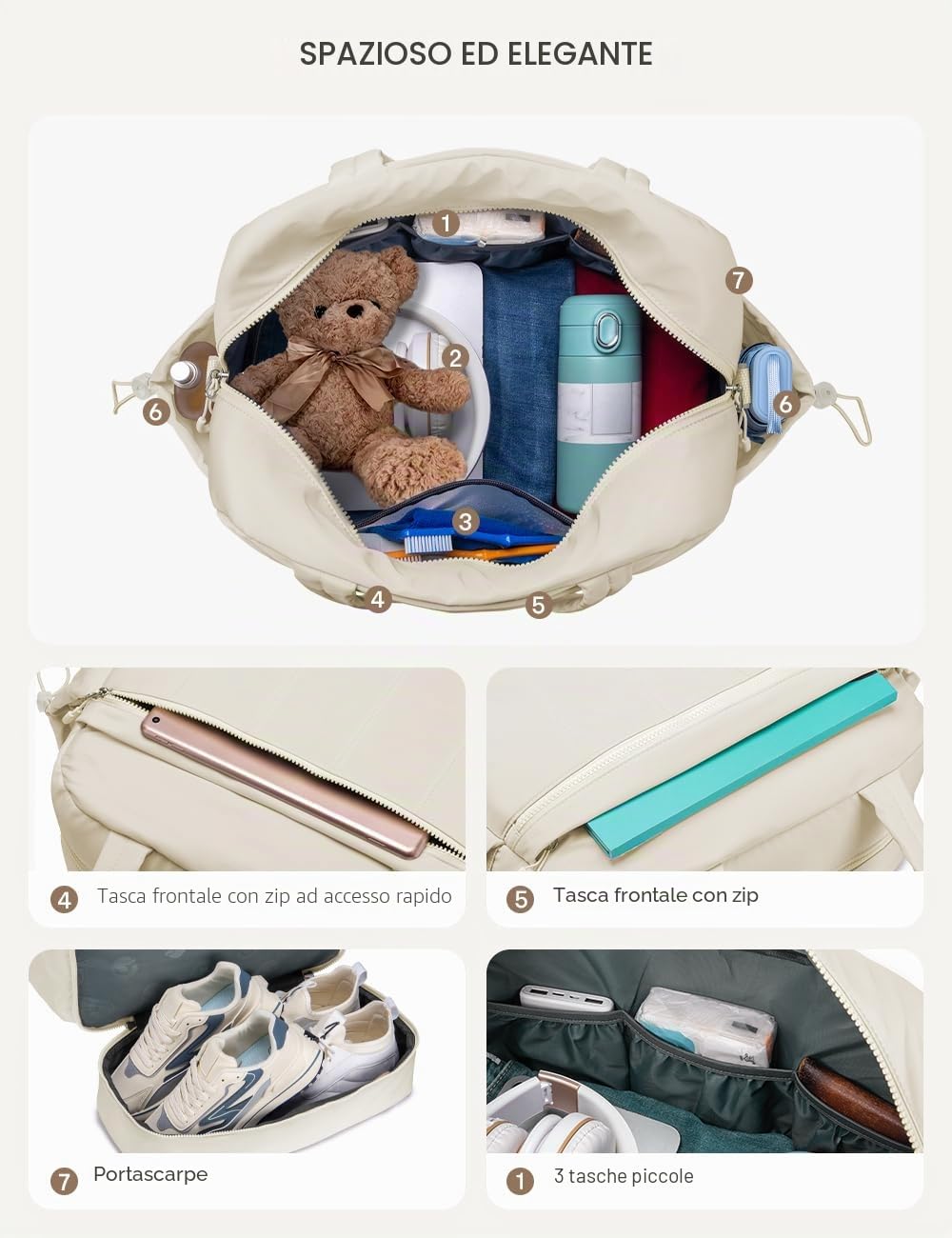 BAGZY Borsa da Viaggio 40X35X20 EasyJet Lufthansa Donna Borsone Palestra Uomo 34L Bagaglio a Mano Borsa Parto Ospedale Mamma con Scomparto Grande per Aereo Weekend Gym Travel Rosa
