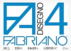 Bloco de Papel Fabriano 4, 24 x 33 x 0.5 cm, 20 Folhas, Branco