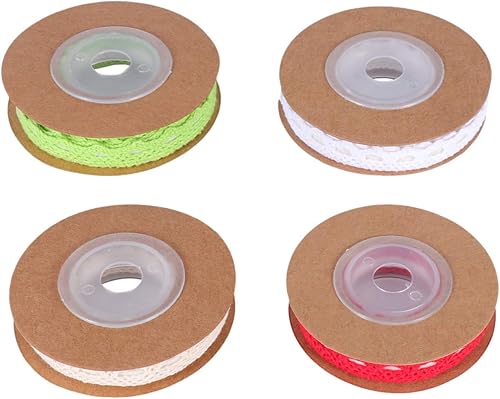 Miniatura 9 de Cinta adhesiva de encaje, 4 rollos de cinta de encaje autoadhesiva decorativa, 2 cintas huecas de encaje Washi, cintas de algodón para manualidades,