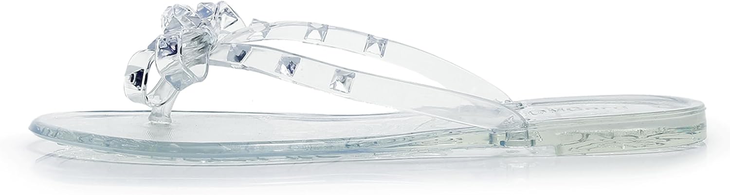 Studded Jelly Shoes for Womens Bow Flip Flops Jellies Sandals Flat Black... - Picture 90 of 174