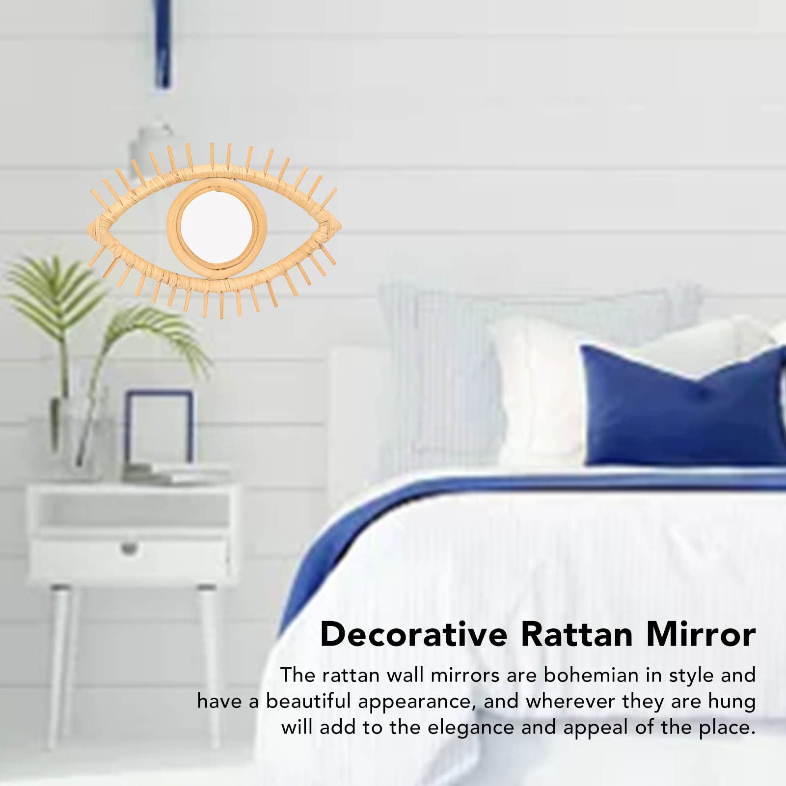 Specchio Per Occhi in Rattan, Specchio da Parete a Forma di Occhio, Decorazione da Parete Specchio in Rattan, Ornamenti Simbolici Ed Eleganti Realizzati Per La Decorazione del Bagno Dell'hotel Domesti