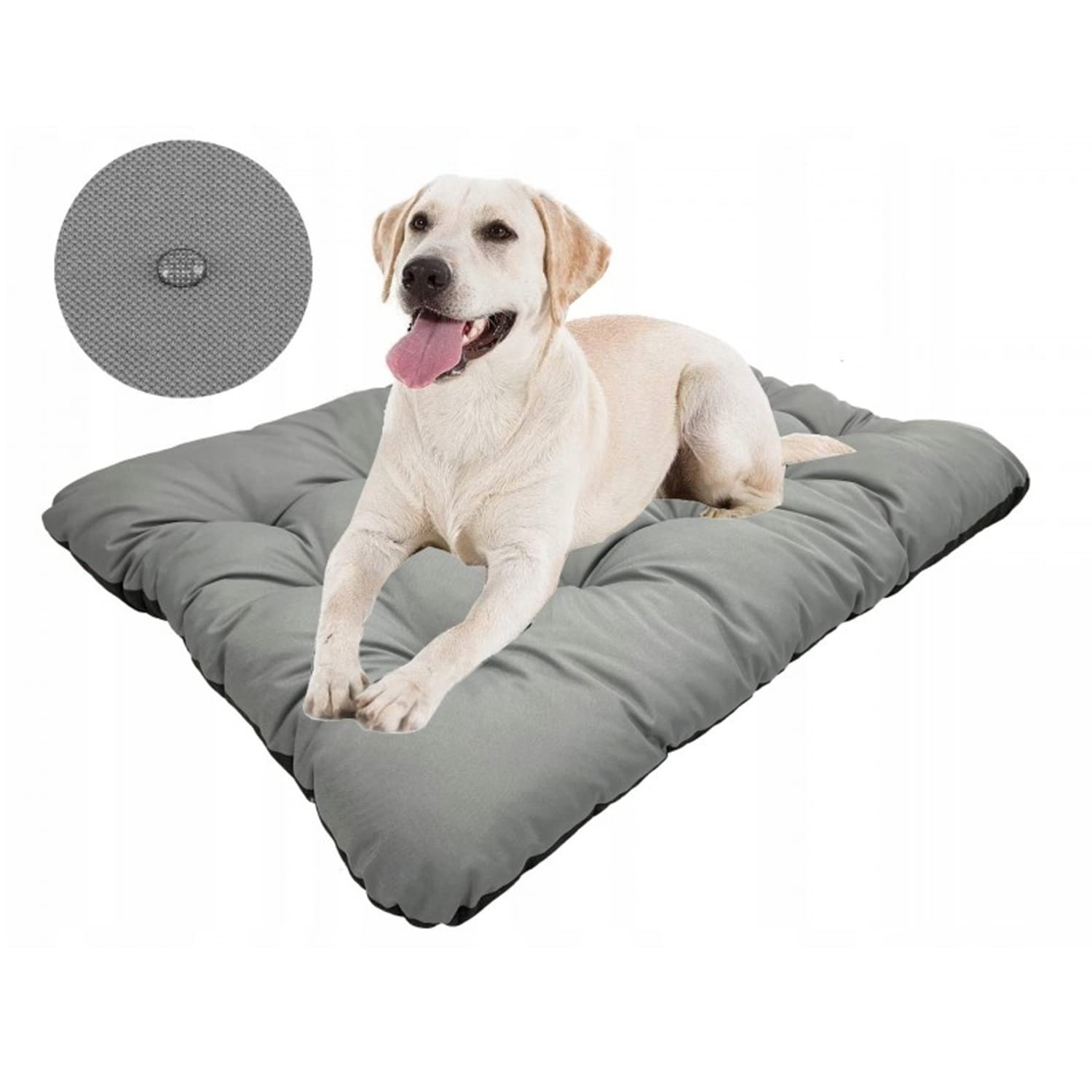 KingDog Prestige Hondenbed, dierenbed, huisdierbed, ovaal, waterdicht pvc, Codura, 100% polyester, gewicht: 240 gr/m2, donkergrijs (130 x 105 cm