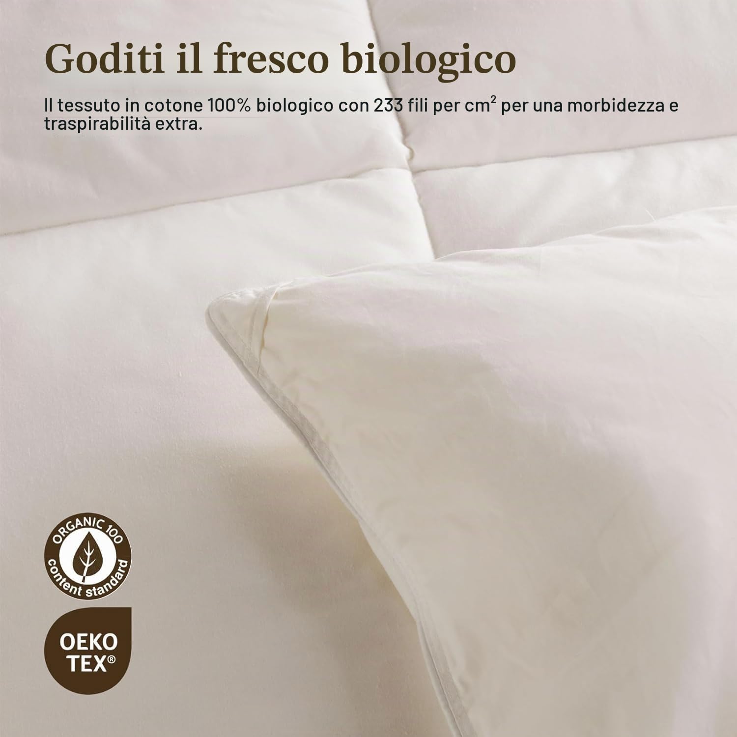 BPC Piumone leggero in piuma biologica misura King Size, inserto piumone soffice di lusso alberghiero con fodera in cotone e imbottitura in piuma gonfia, per l'estate/per chi soffre il caldo, bianco