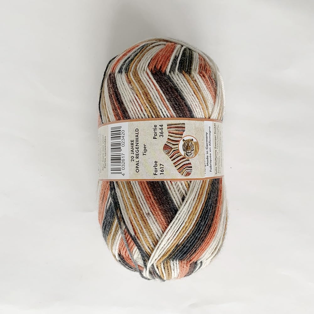- Opal 4ply Sock Yarn Regenwald 20 Collection, 75% Wool 25% Polyamide Space Dyed Colourful Yarn for Knitting&Crocheting 100g/3.53oz, Animal Pattern Colors (#1617)