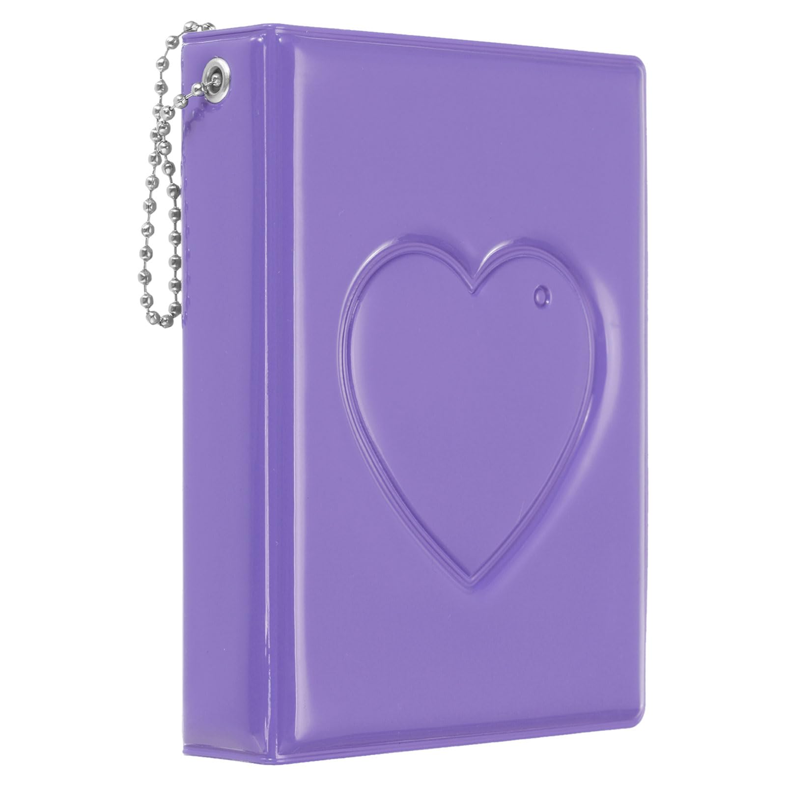 PATIKIL 3 Inch Mini Kpop Photocard Binder Album with 32 Pockets Small Bookshelf Love Heart Picture Holder Book for Collection Purple