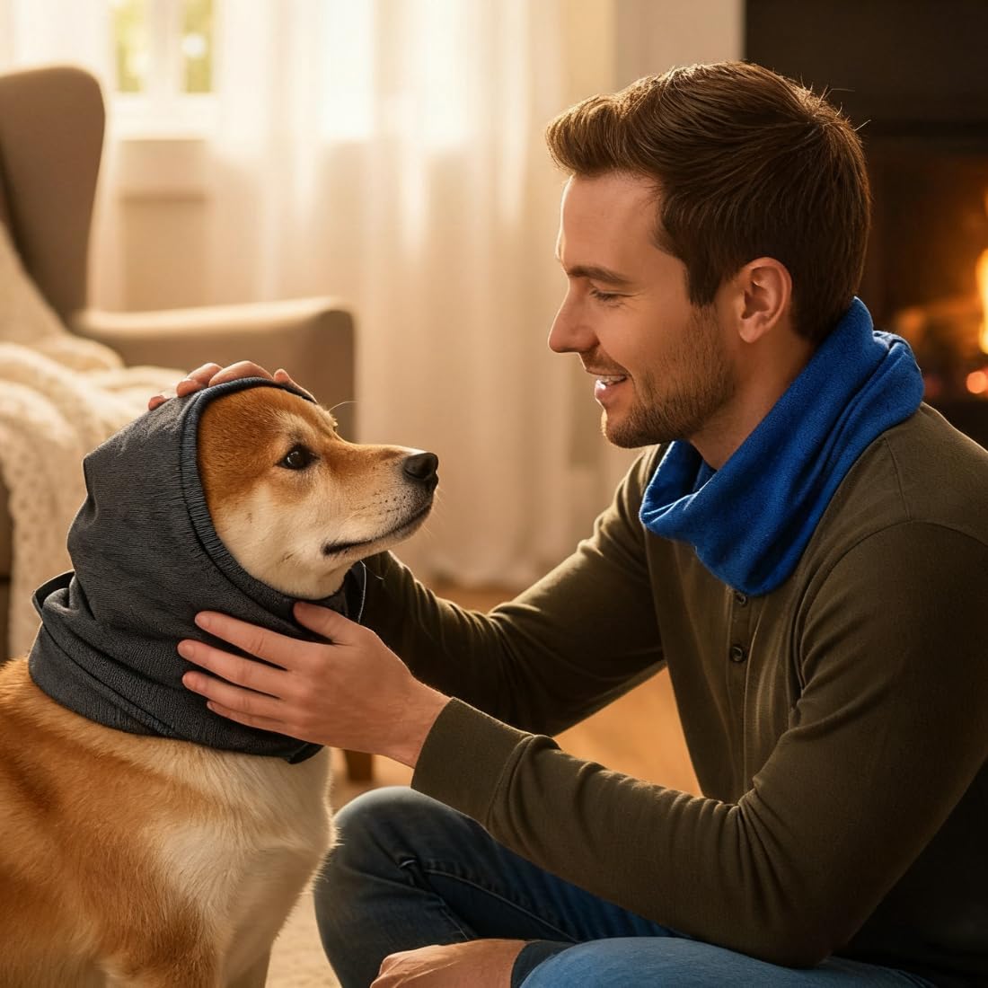 Protector de Orejas para Perros con Diseño Ajustable y Autoadhesivo, Orejeras Calmantes para Mascotas, Gorro de Invierno para Aliviar el Estrés y la Ansiedad (M)