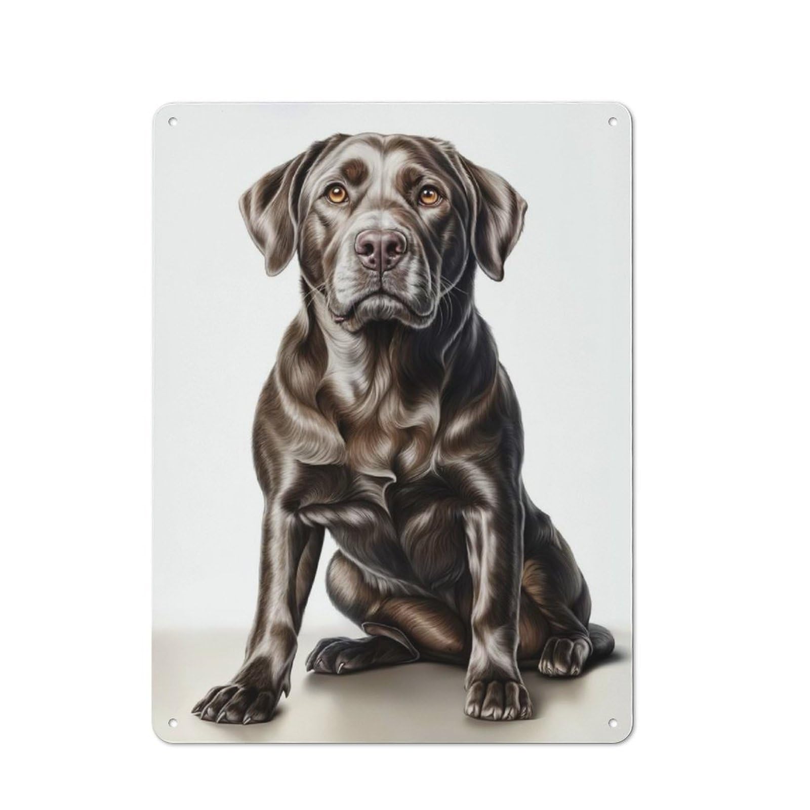 Tin Wall Plaque 40x30cm with Silver Labrador Retriever for Kitchen Or Home Bar, Suited to Kitchen Decor Lovers