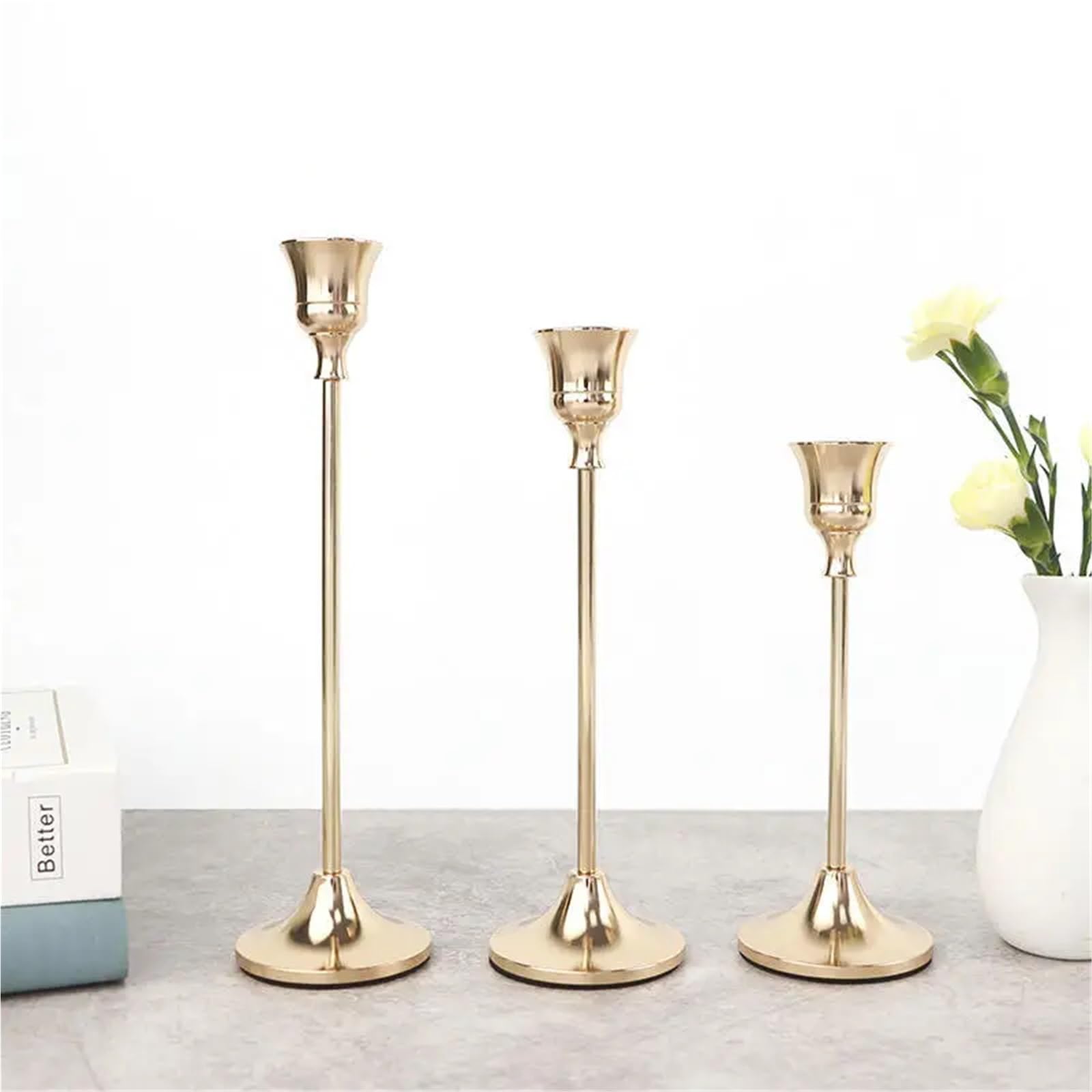 Candle Holder Candelabro de Metal 1/3 Piezas/Juego, Soporte for Velas Mesa Boda, Exquisito candelabro navideño(Black 3PCS)