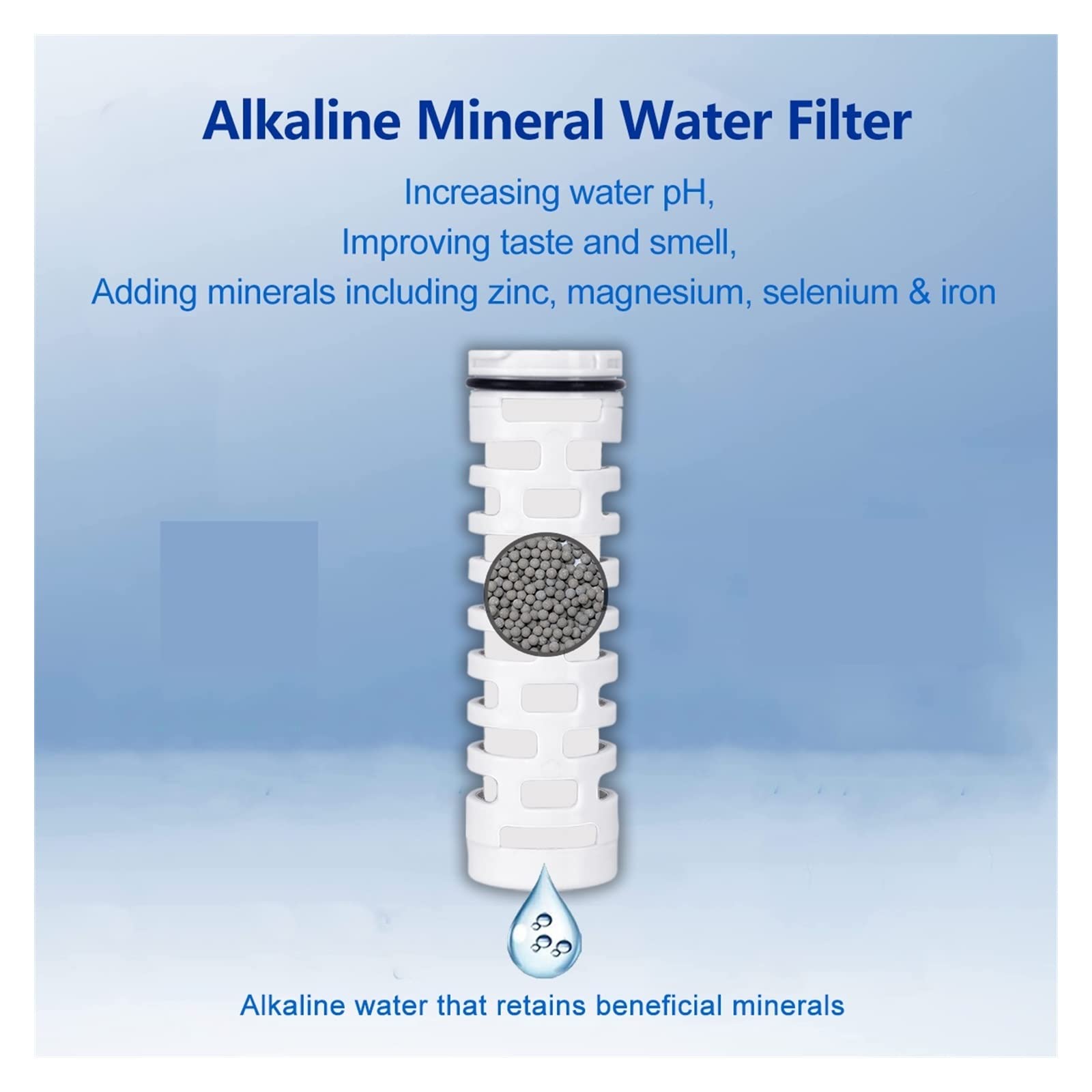 Flujo de agua rápido y ecológico Reemplazo de filtro de agua mineral alcalina PH+ for jarra de botella de acero inoxidable aislada(6x Filter)