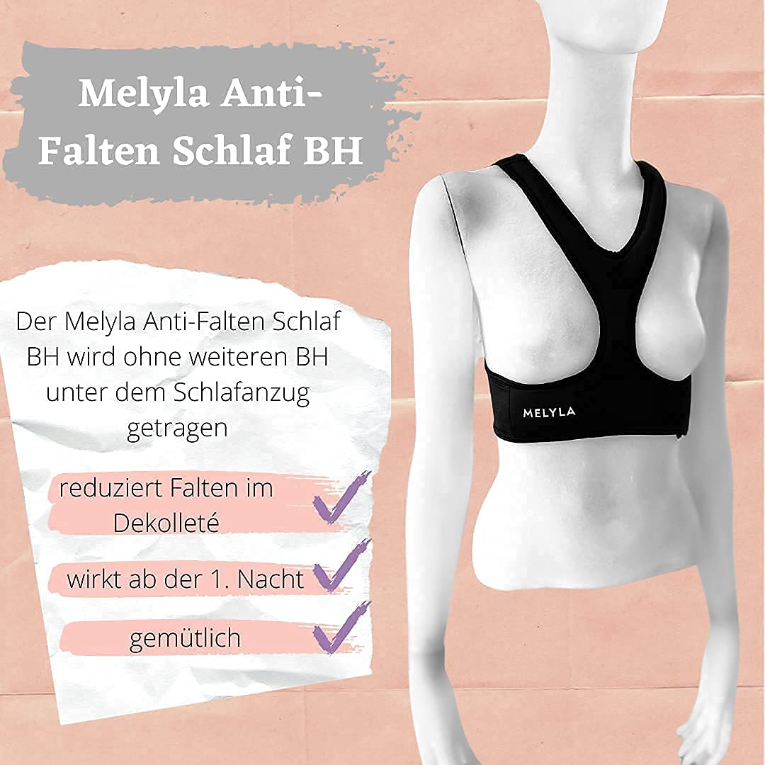 Anti-Falten Schlaf BH I Zur Reduzierung von Falten im Dekolletee I Gegen Brustfalten I Faltenglättende Behandlung über Nacht I Anti Aging Bra I Schwarz
