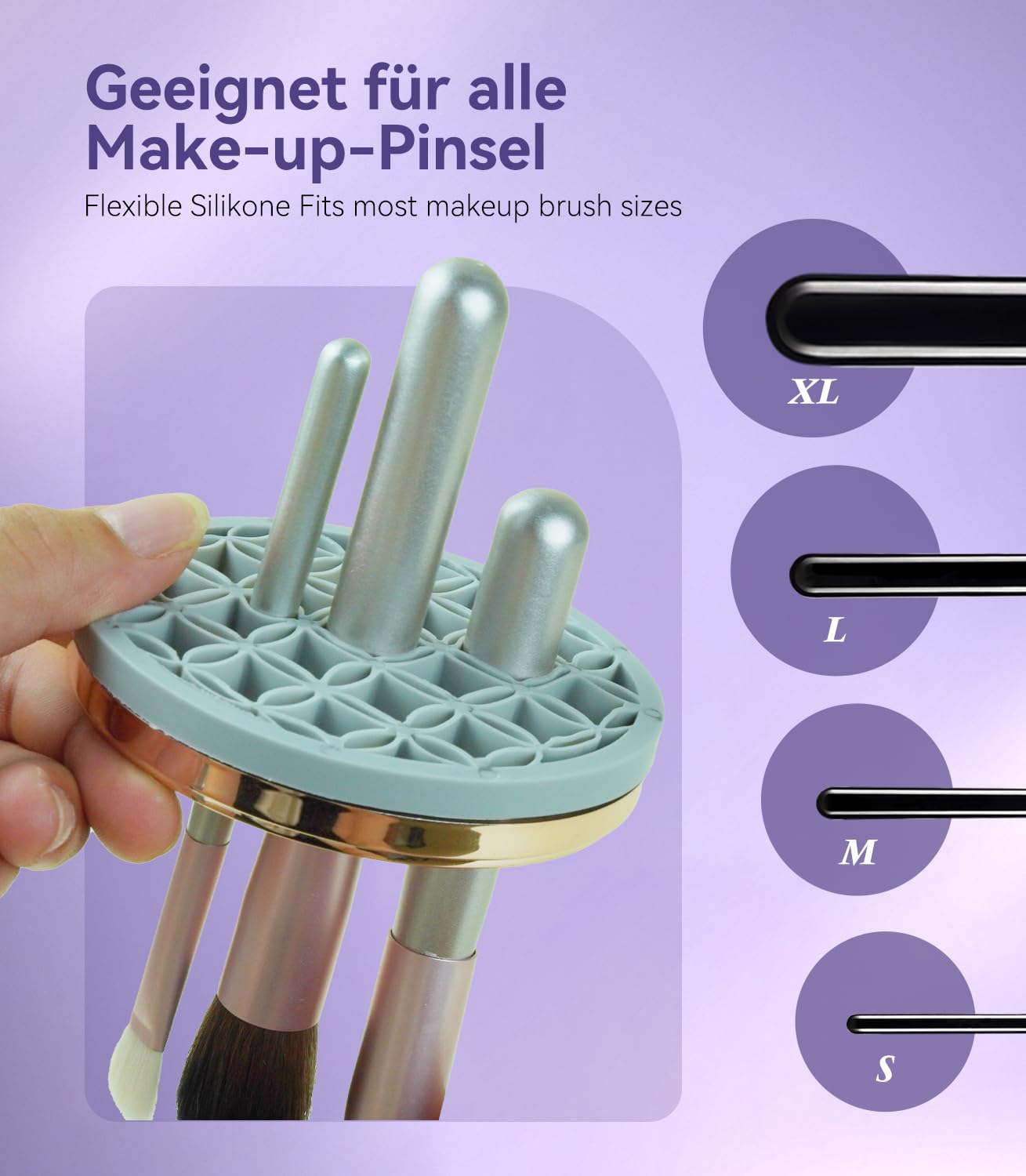 Pinselreiniger Make Up Elektrisch【Stärkste Reinigungsleistung - Medizinische UV-Lampe+7000RPM】Makeup Brush Cleaner【Perfektes Design - Kompatibel mit Allen Bürsten】Exklusiv Make-Up-Fans Grau