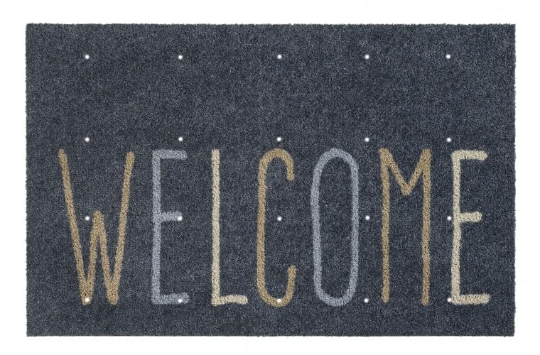 Paillasson anti-saleté Welcome Grey grattoir extérieur 50x75 cm