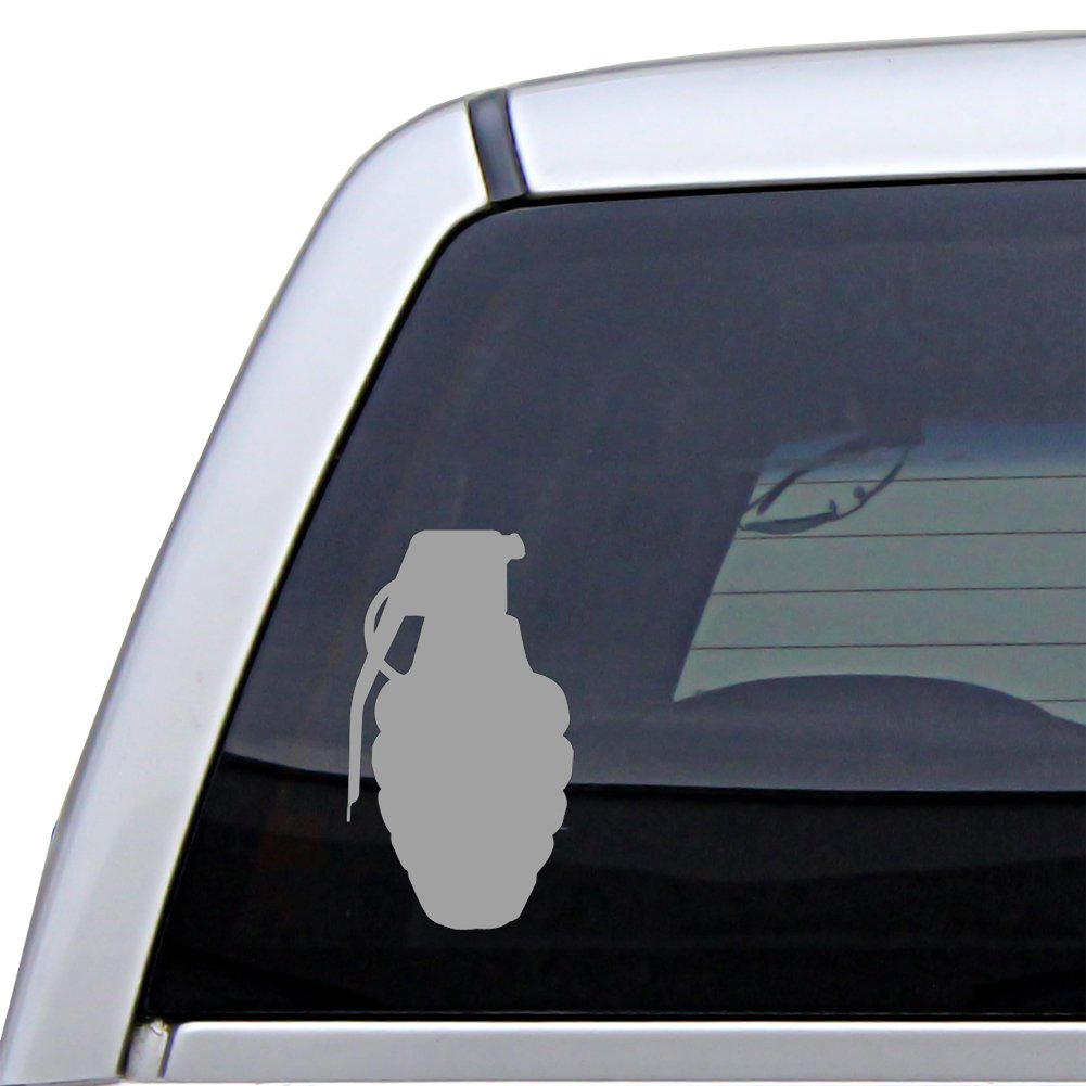 Hand Grenade - 8" Metallic Gray Silhouette Sticker