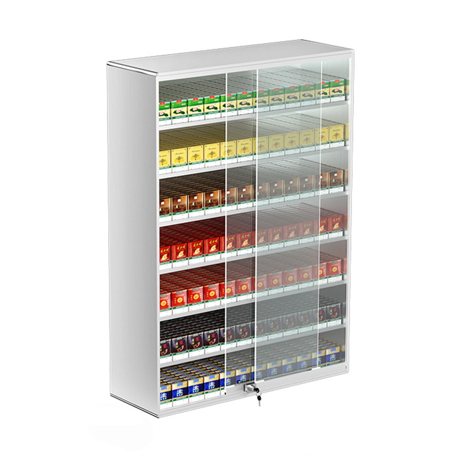 ZMJGLL Wall Mounted Cigarette Display Rack with Lock, Automatic Pusher for Supermarket and Convenience Store Organization. Saving Counter Space (7 Tier 12 columns)