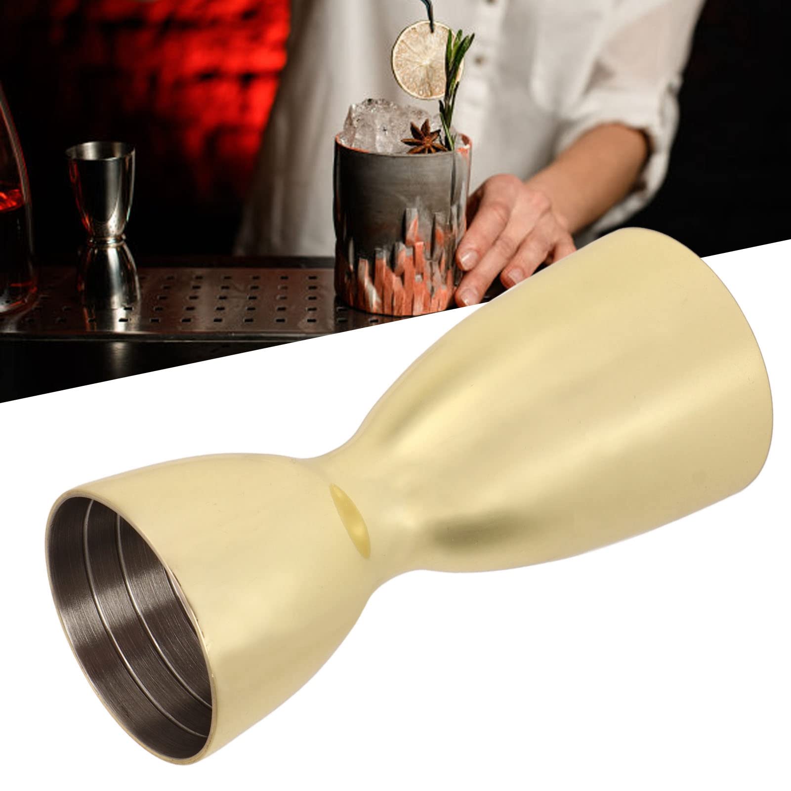 Taza Medidora de Cocteles, Medidor Doble de Acero Inoxidable, Jigger Exacto para Cócteles, Taza Medidora Doble para Bebidas Espirituosas para Fiestas de Bar en Casa, Oro