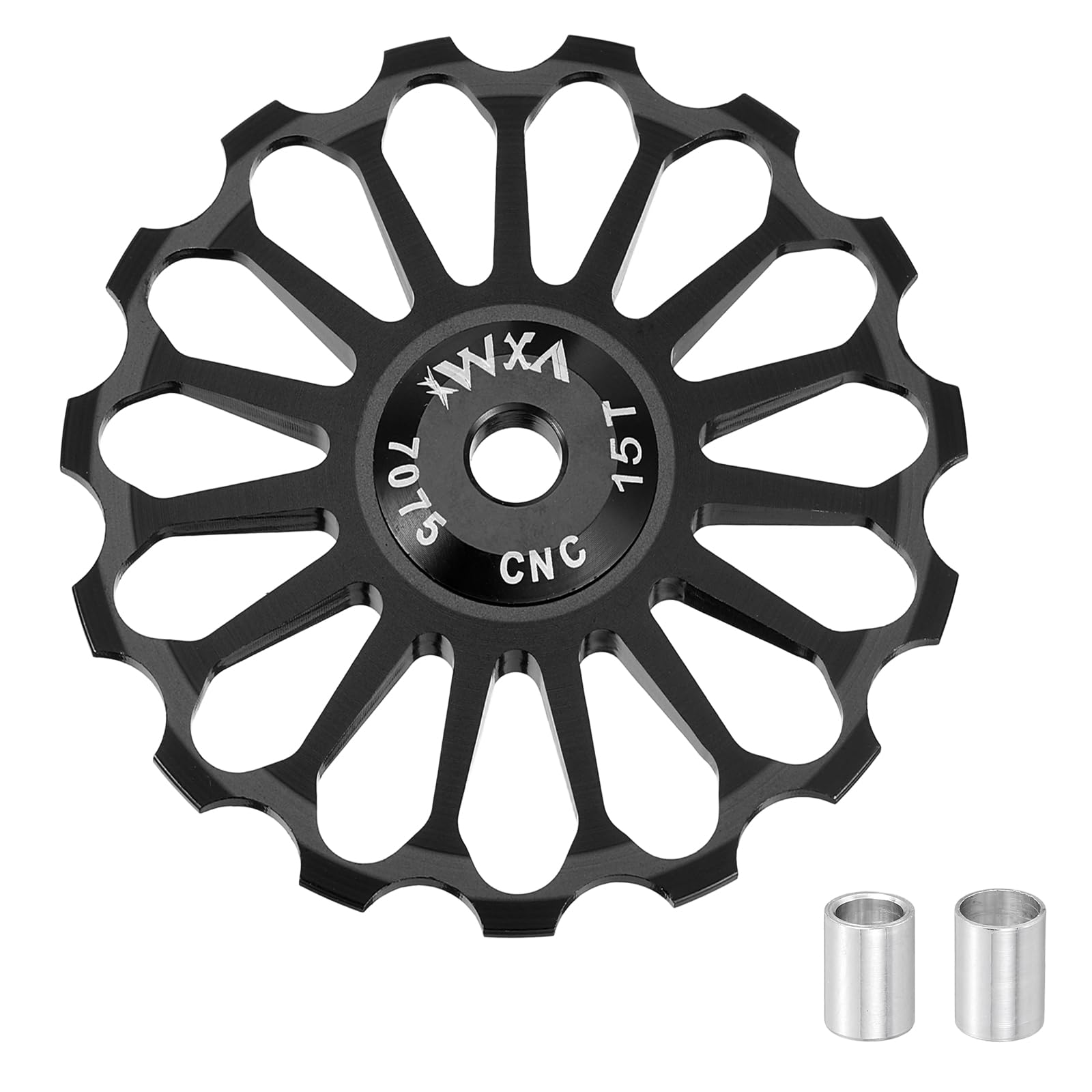 sourcing map 1 Set Bicycle Rear Derailleur Pulley 15T Ceramic Bearing Wheel Aluminum Alloy Guide Roller Wheels for 8/9/10/11 Speed Transmission System Road Bike Mountain Bike MTB BMX, Black