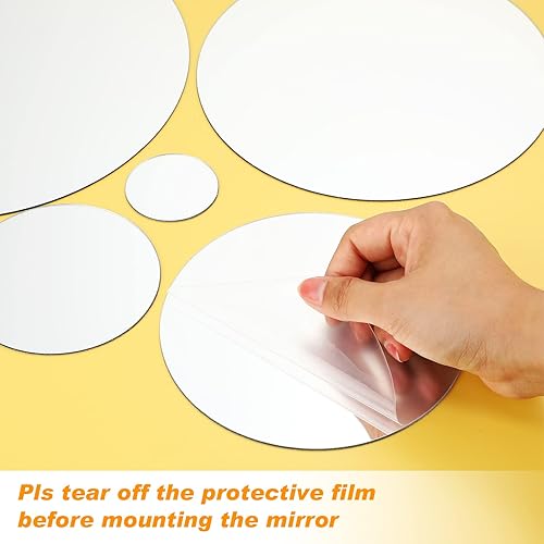 Miniatura 4 de Kigley 64 calcomanías de espejo para pared, adhesivos de acrílico extraíbles, sin marco, círculos, redondos, adhesivos para decoración de pared,