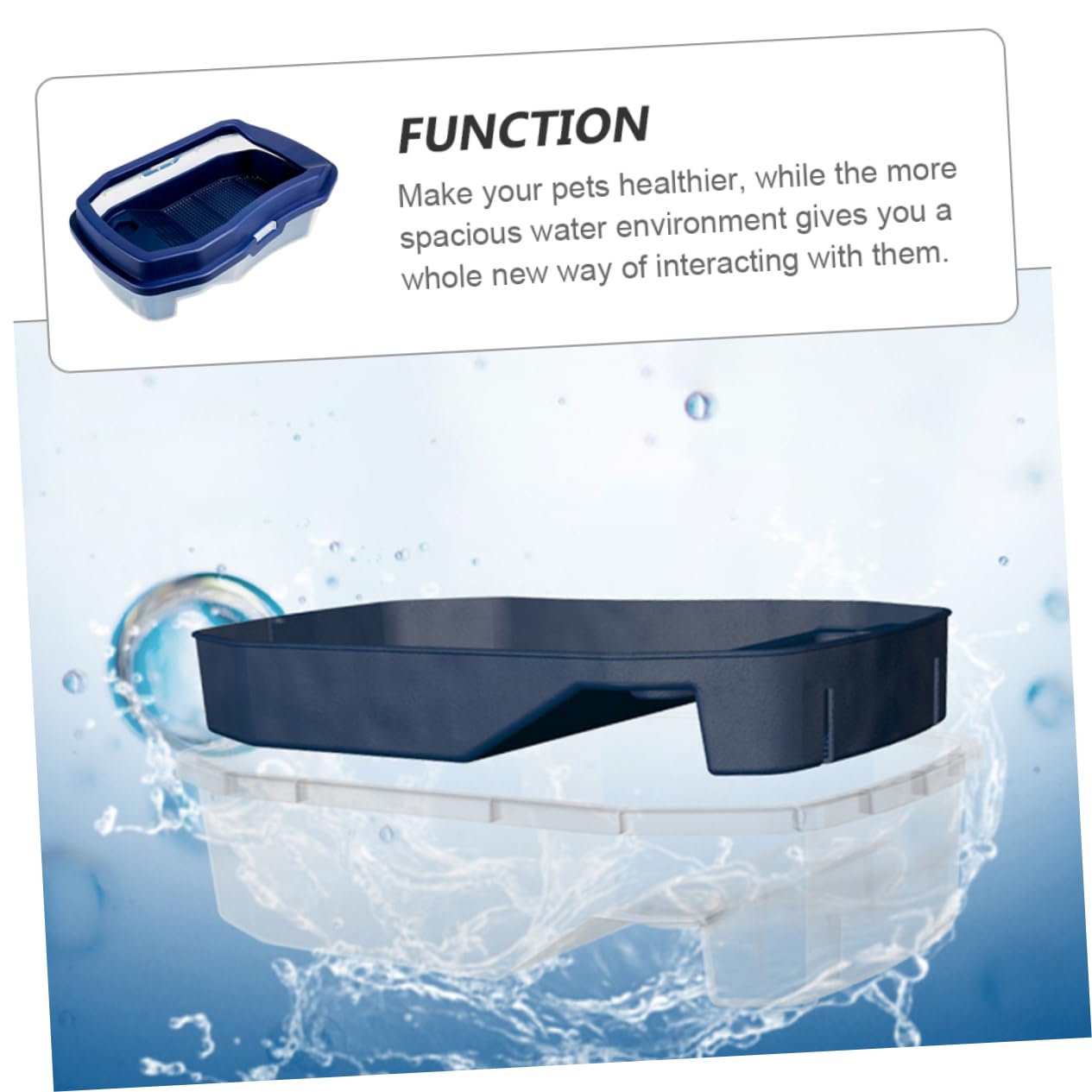 COLLBATH Terrario para Tortugas de Agua Plataforma para Tomar el Sol, Resistente al Desgaste Impacto, Hecho de Plástico Azul Estructura Doble y Canal