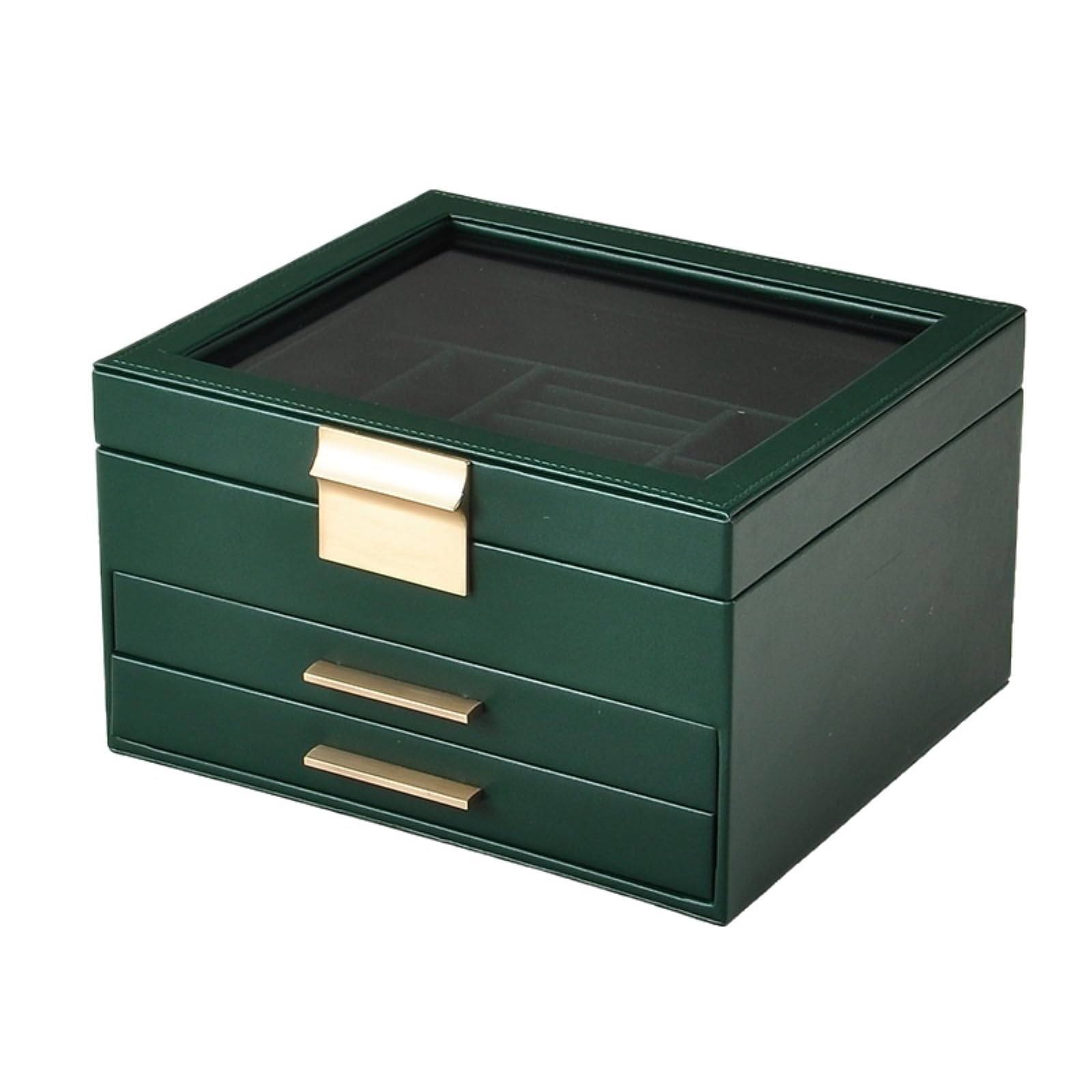 CVdrtyED Box For Women Three-layer Jewelry Storage Cabinet Earring Ring Box Drawer Casket Jewellery(Grün)