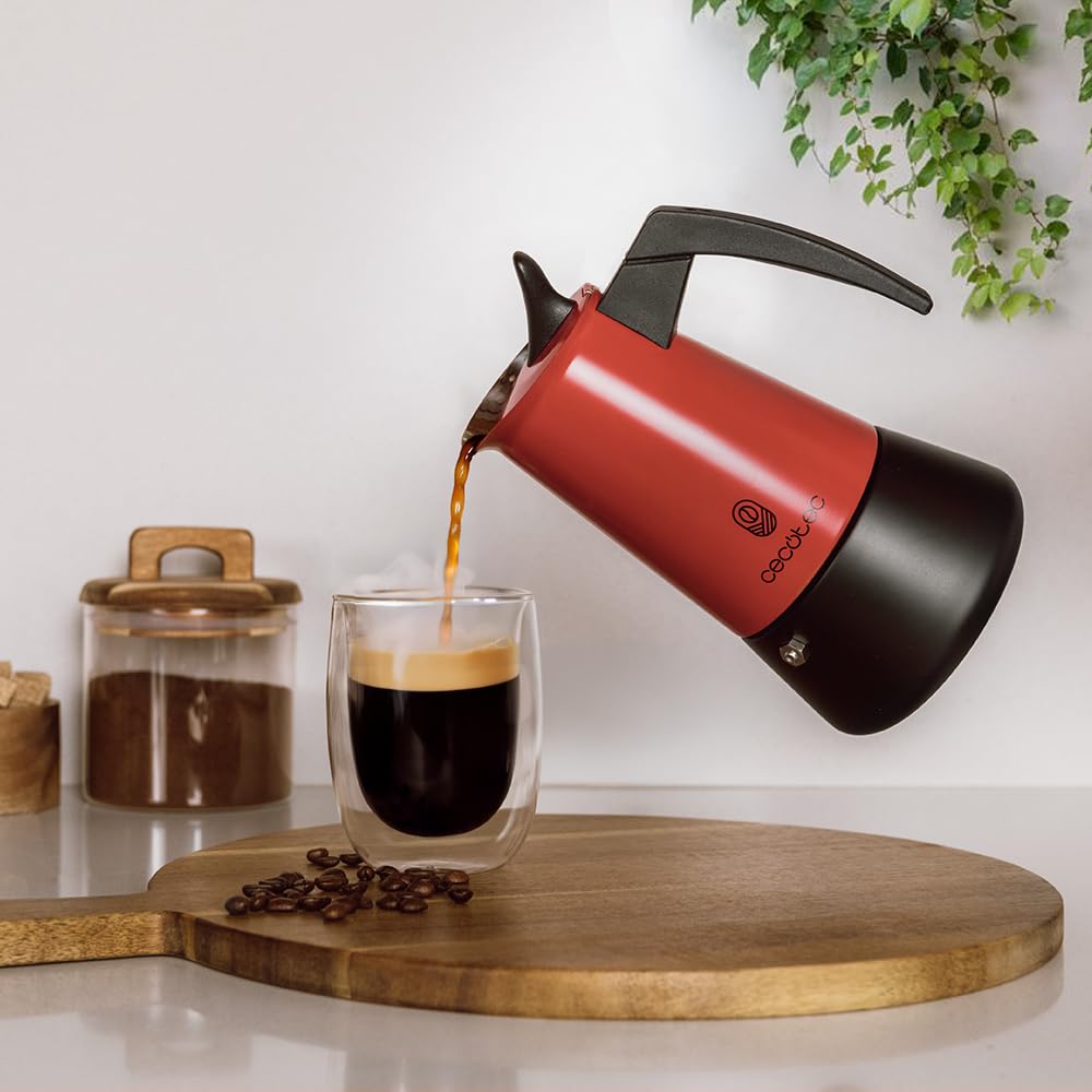 Cecotec Włoski ekspres do kawy Piccolina 900 beżowy, 450 ml, 10 filiżanek do kawy, stal nierdzewna, odpowiedni na każdą powierzchnię, filtr premium, zawór bezpieczeństwa, uchwyt termiczny, elegancki