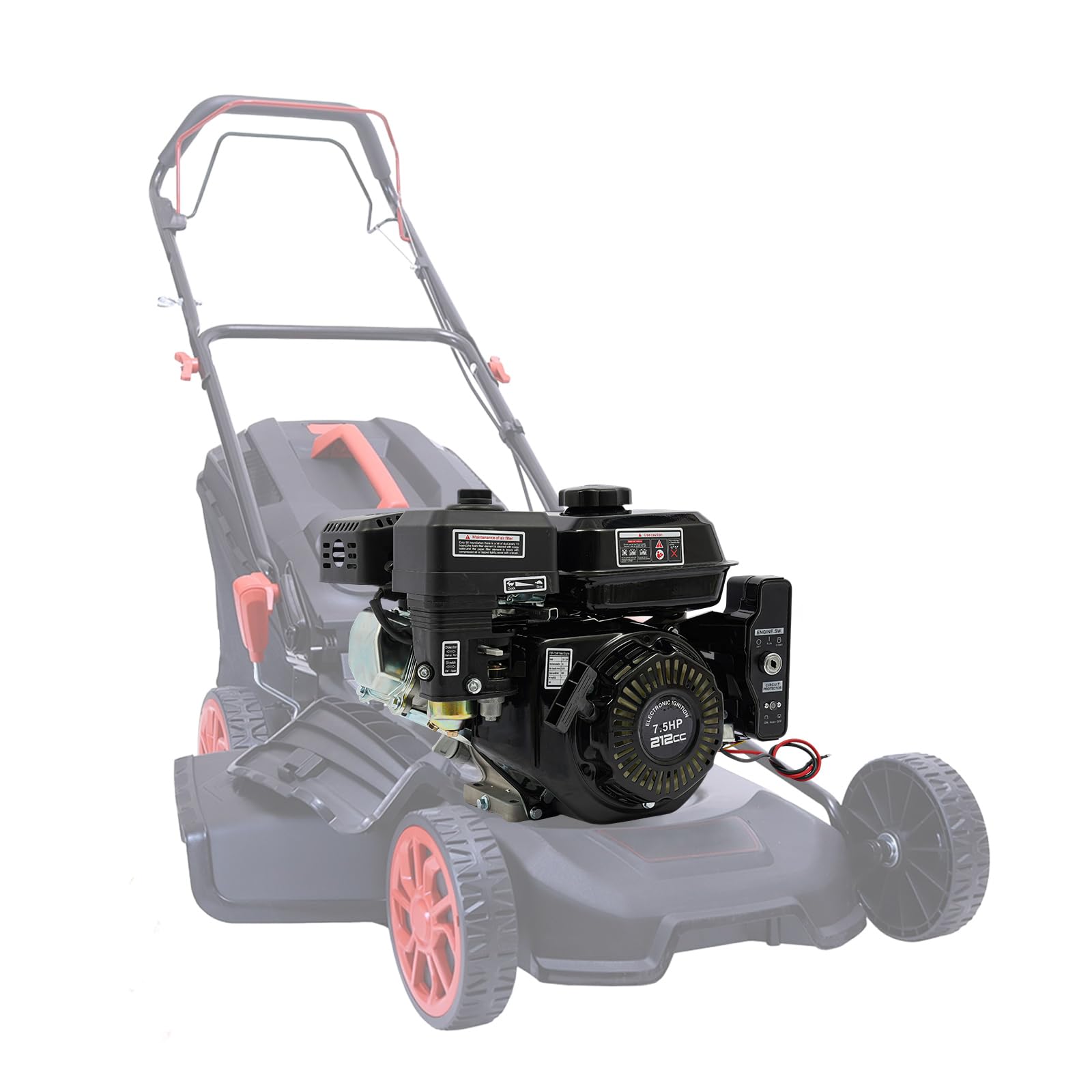 7,5 PS 4 Takt Benzinmotor, 212cc Standmotor Kartmotor, 3600 U/min Antriebsmotor mit 3,6L Tank, Elektrostart & Handstart, OHV Motor für Go-Kart Generator Hochdruckreiniger Industriemaschinen