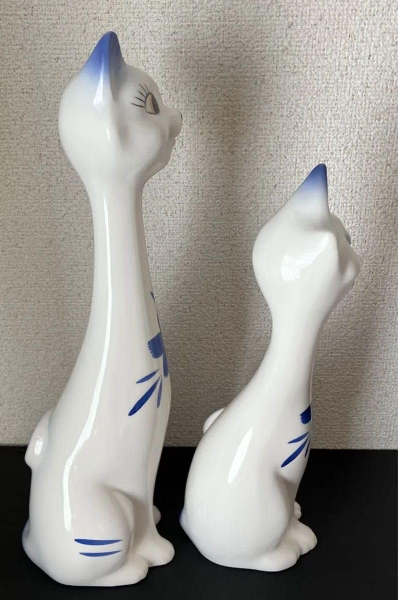 Amazon.co.jp: レトロ シャム猫 置物 ペア 陶器製 花柄 インテリア