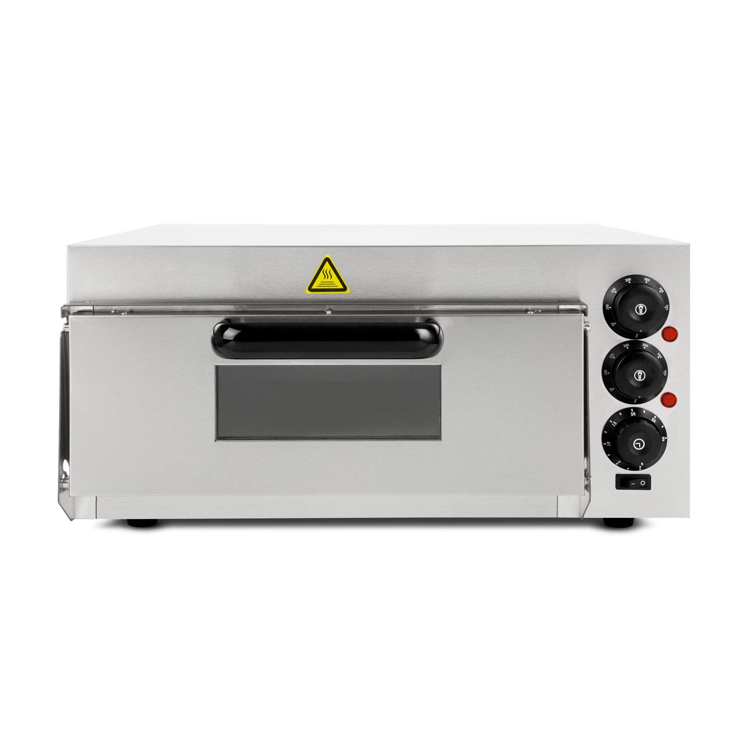 VERTES Four à pizza, électrique 2000W, four en pierre en acier inoxydable avec pierre réfractaire, chaleur de voûte et de sole réglable indépendamment jusqu'à 350°C, fonction minuterie et lumière