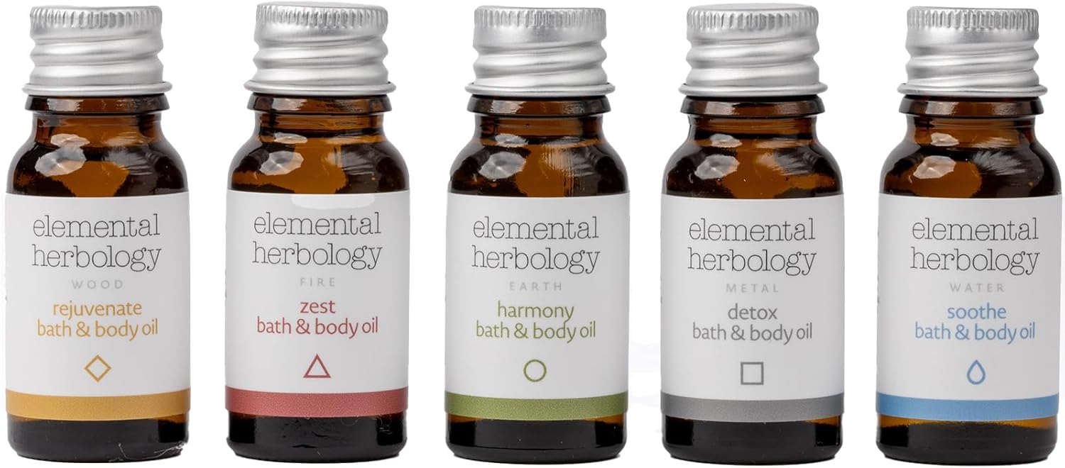 Elemental Herbology 5 Elements Bath & Body Experience, Aromatherapy Oil Set, Multiple Scents, Natural Wellness, Moisturizing, Travel and Gift Set