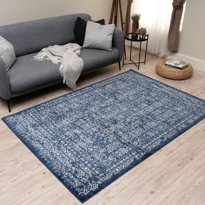 THE RUGS Montana Rug, Modern & Vintage Low Pile Area Rugs Living room, Bedroom, Kitchen, Soft Low Pile, Pet-Friendly