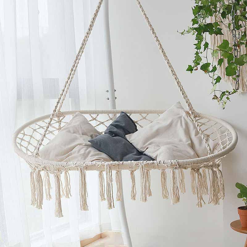 Hamaca de red portátil estilo cuna tejida para camping y jardín 3