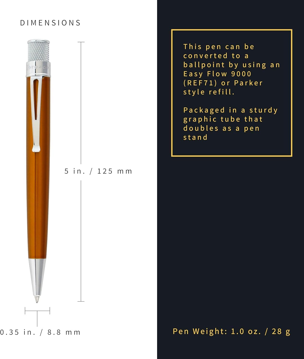 Retro 1951 inc. 51 Tornado VRR-1302 Tintenroller, lackiert, Orange 1 Count (Pack of 1)