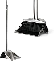 Vista 1 de VOOWO Juego de escoba y recogedor de polvo resistente, juego de escoba y recogedor de acero inoxidable con mango largo, escoba con recogedor