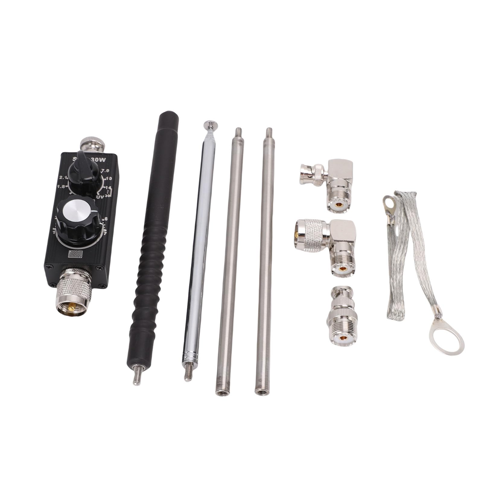 Antenna a Onde Corte QRP da 30 W 1,8 MHz-30 MHz VHF UHF Mini Antenna Portatile Regolabile per Radioamatore con Materiale in Lega di Alluminio e Acciaio