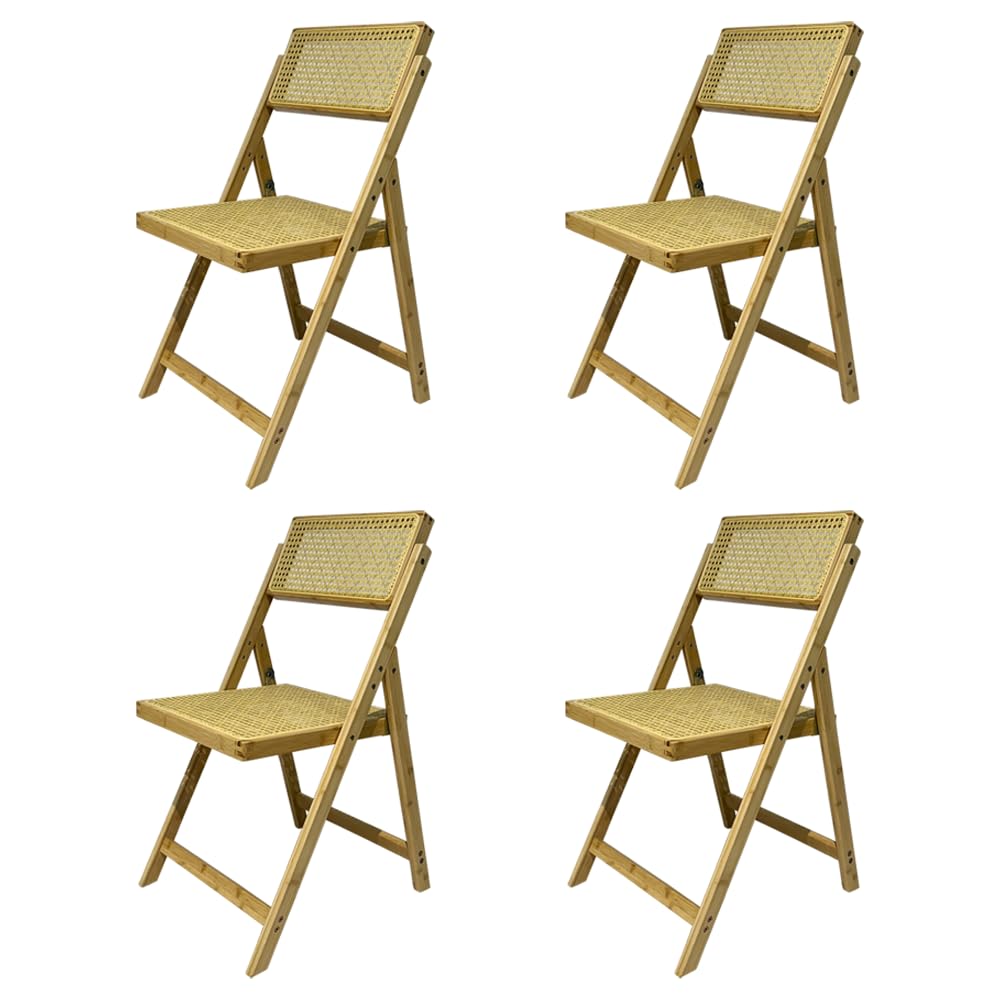 EME Pack 4 Sillas Cannage Plegables Natural. Estructura de Madera, Asiento y Respaldo de Rejilla. Ideal Sillas de Comedor de Estilo nórdico. Modelo apilable. Dimensión 40.5x43x83cm.