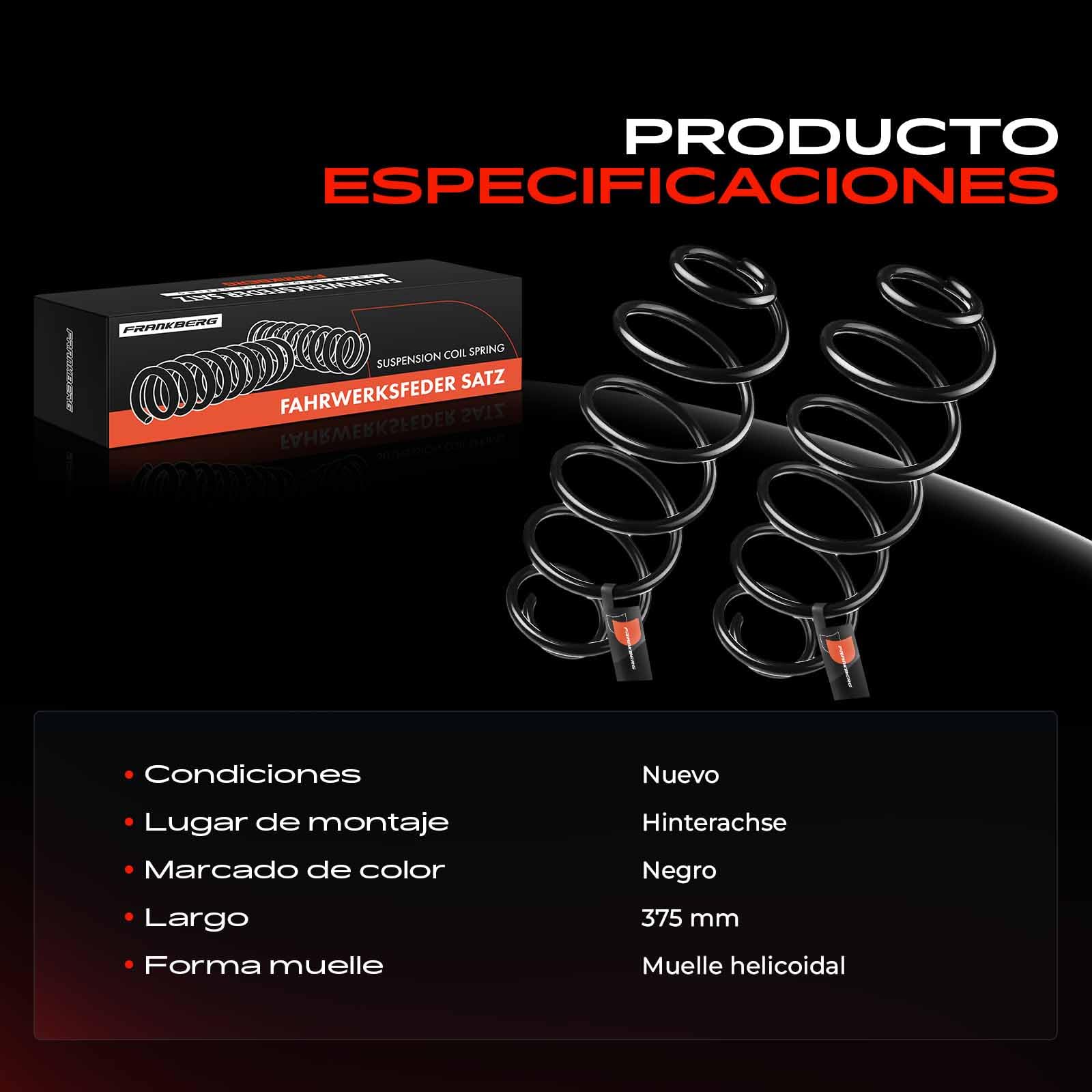 Frankberg 2 muelles de suspensión para eje trasero 5102Q5 | Compatible con: 207 WA WC