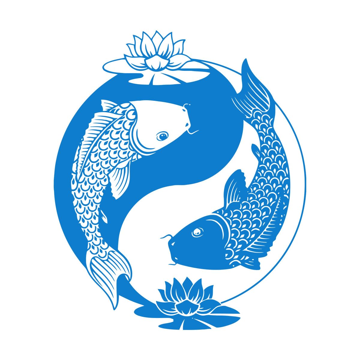 Lettering Stickers Tai Chi Pattern Goldfish Zen Oriental Gymnasticsnasium Chinese Fish 81x96.6cm Personalized Customization Extra Large Blue — image 1
