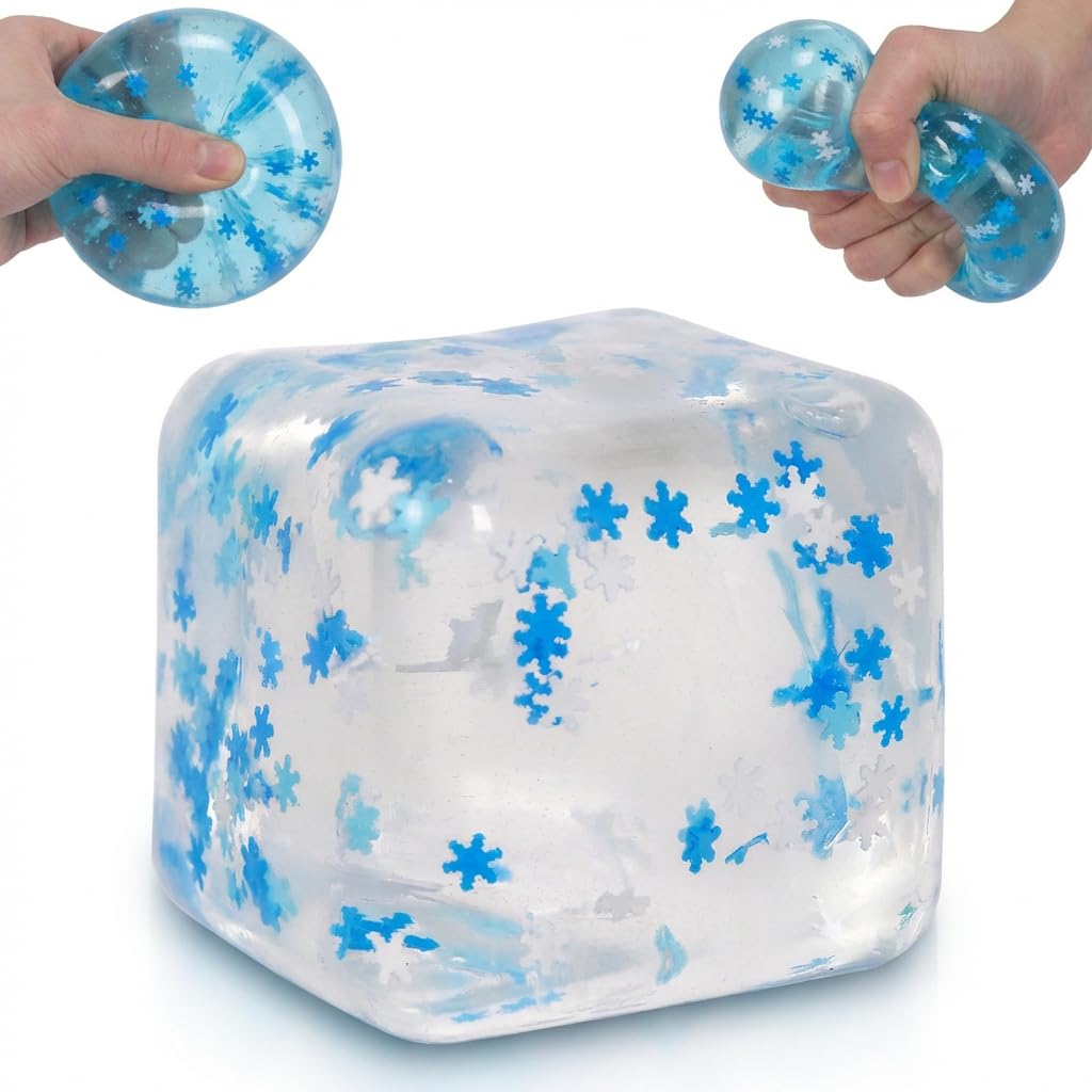 Ssqauvig Snowflake Ice Cube Squishy Toy, Big Size 7cm Stress Relief Fidget Toys for Adults, Sensory Squishy Toys for Anxiety Relief and Focus, Soft Slow Rise Squeeze Toy for Stress (Transparent)