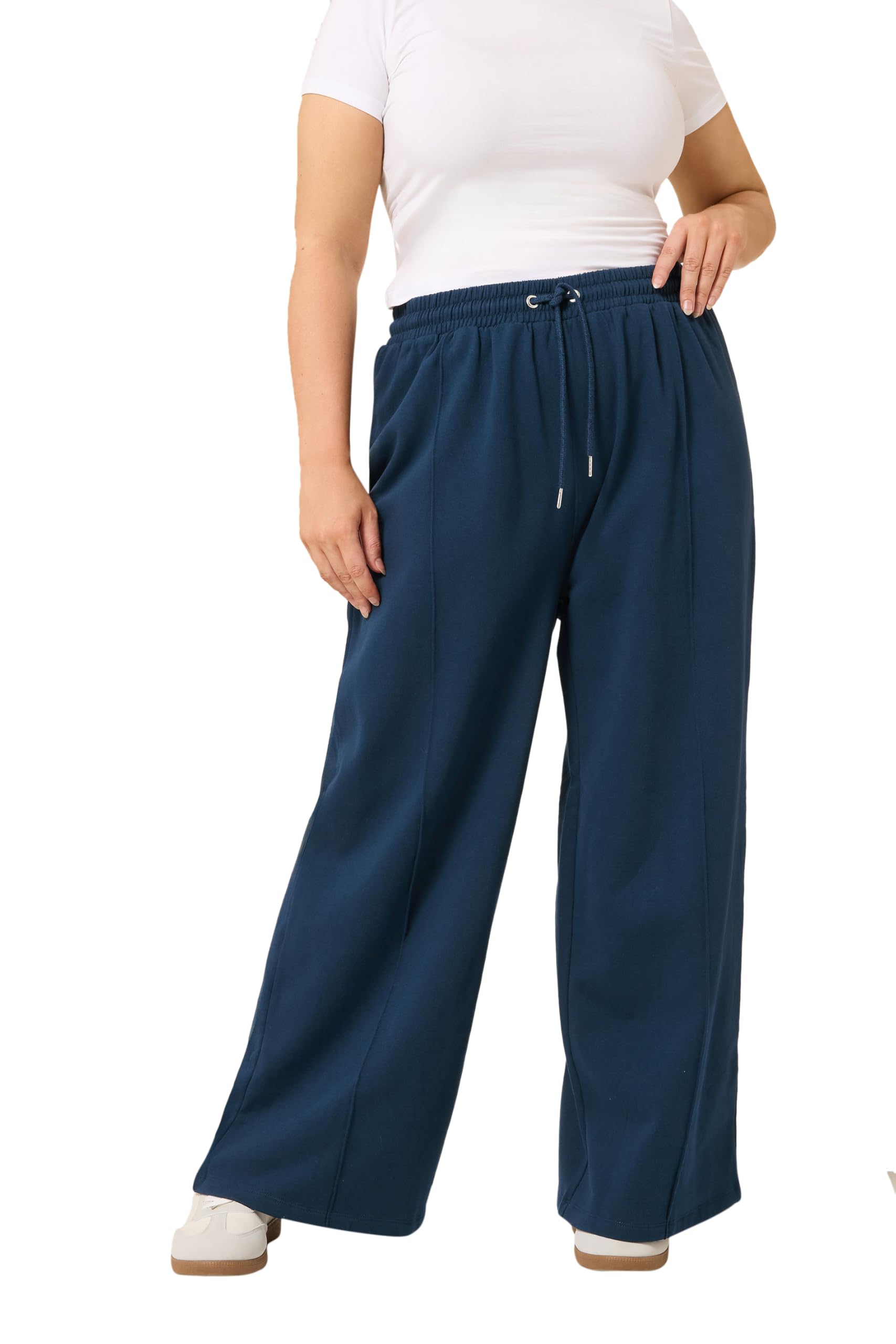 Yours Curve Blue Wide Leg Joggers - Women's - Plus Size Curve