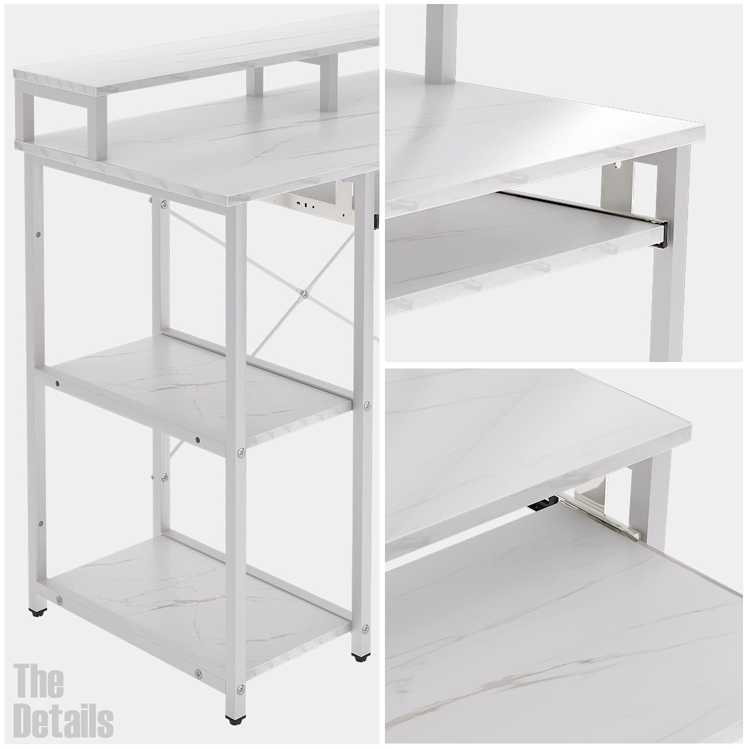 TOPSKY Compact Computer Desk with Storage Shelves/24.5” Keyboard Tray